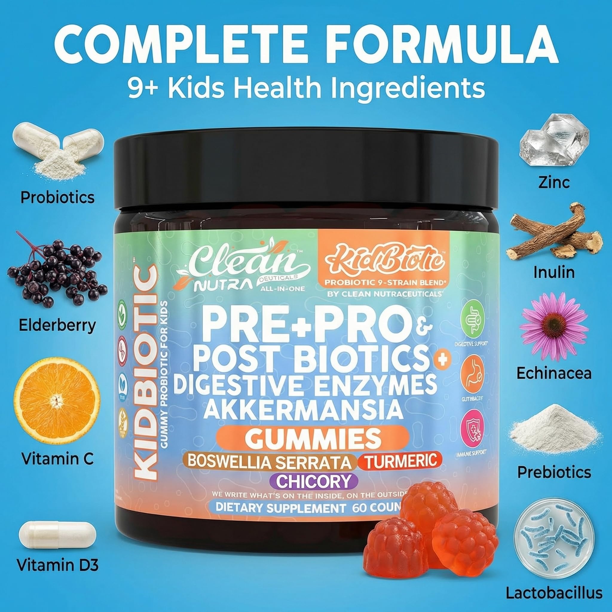 Gomita KidBiotic en mano de niño lista para tomar, facilidad de uso