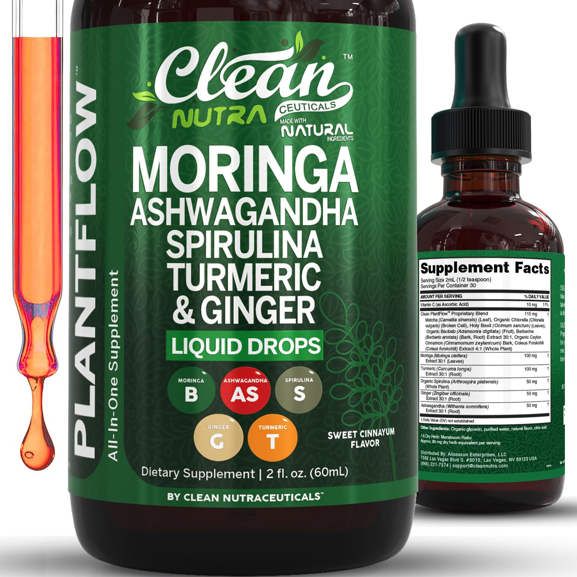 Clean Nutraceuticals frasco frente, presentación clara y portable