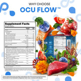 Etiqueta nutricional de OcuFlow Clean Nutraceuticals indicando vitaminas y dosis