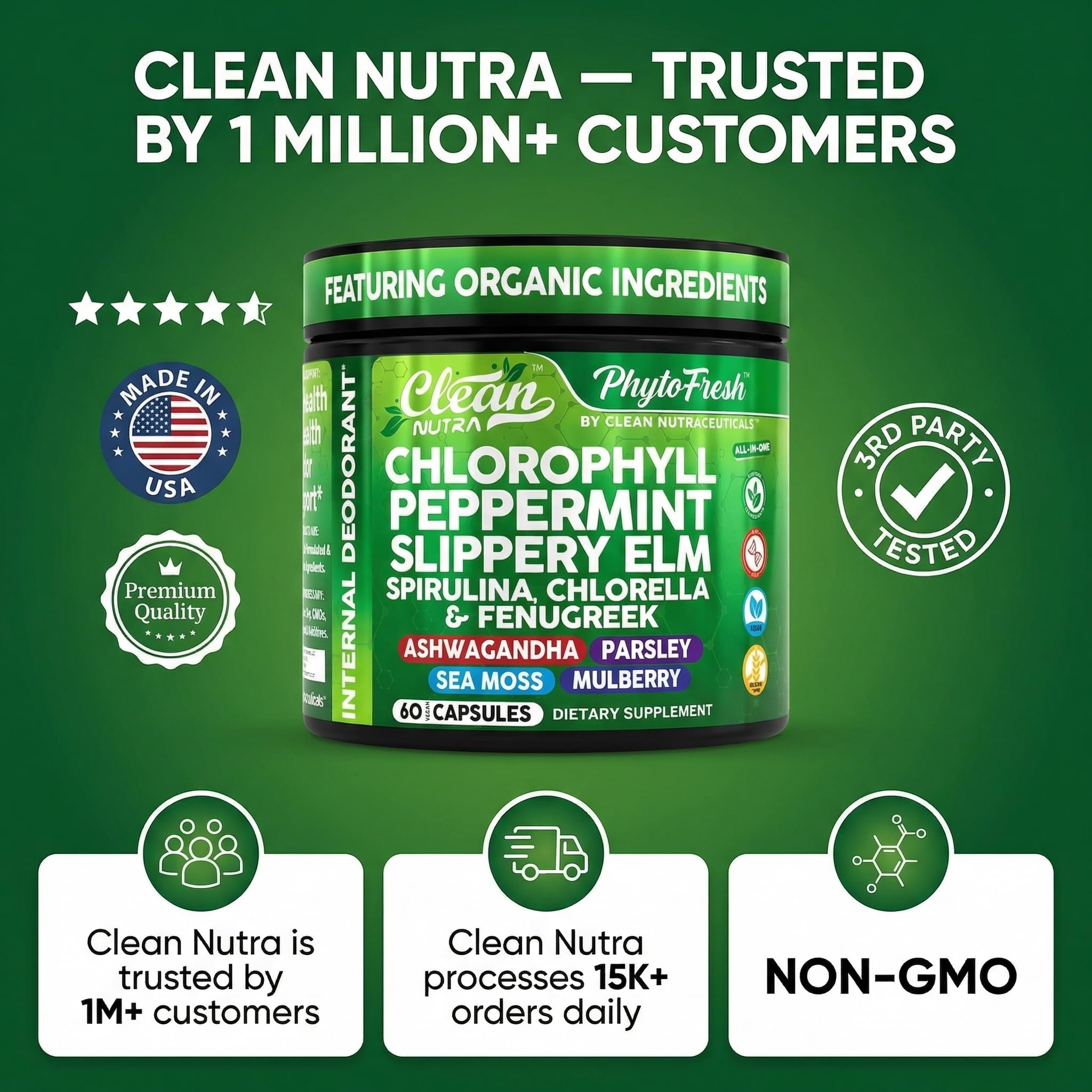 Clean Nutraceuticals presentación con hojas de peppermint resaltando frescura