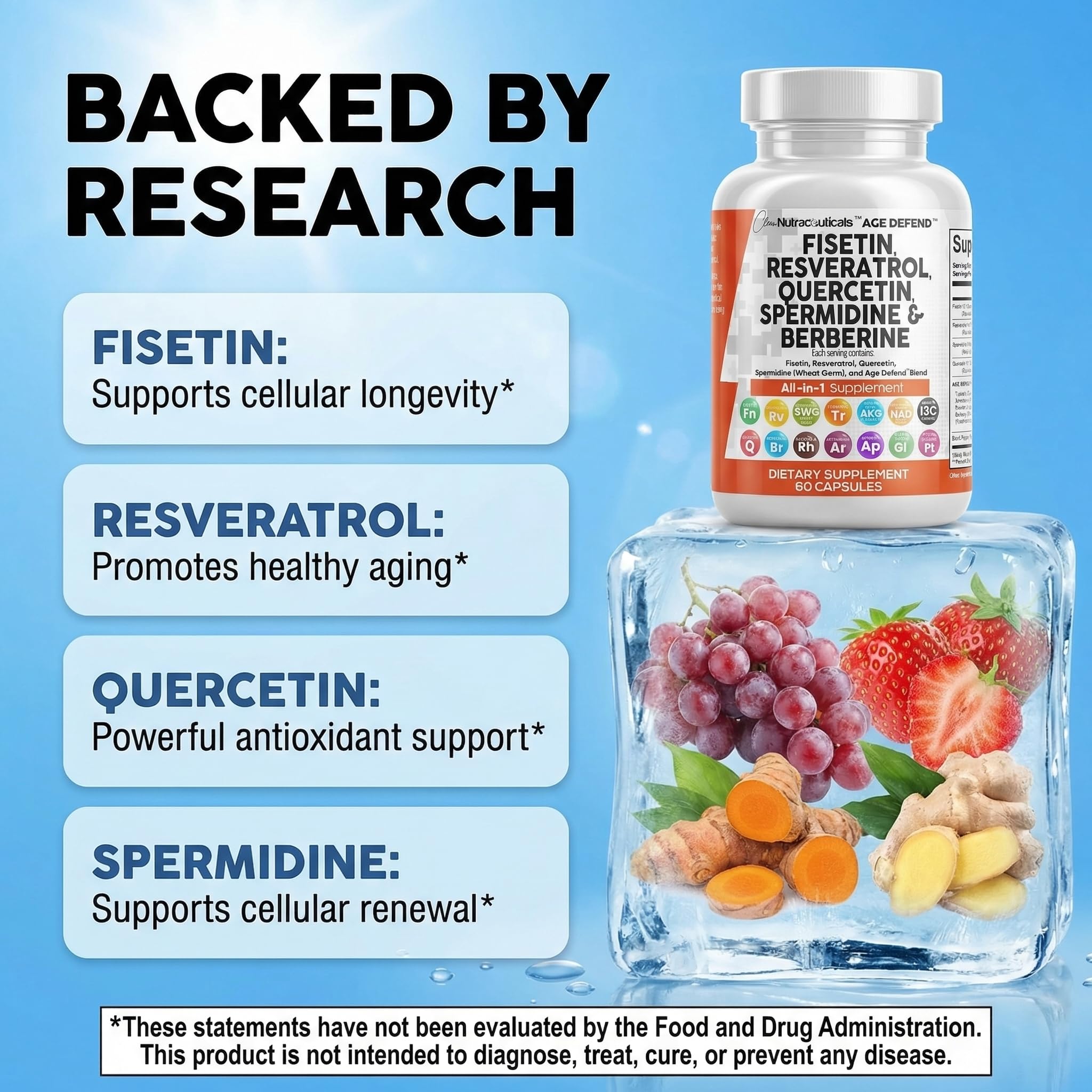 Clean Nutraceuticals tabla de ingredientes con listado claro y transparencia