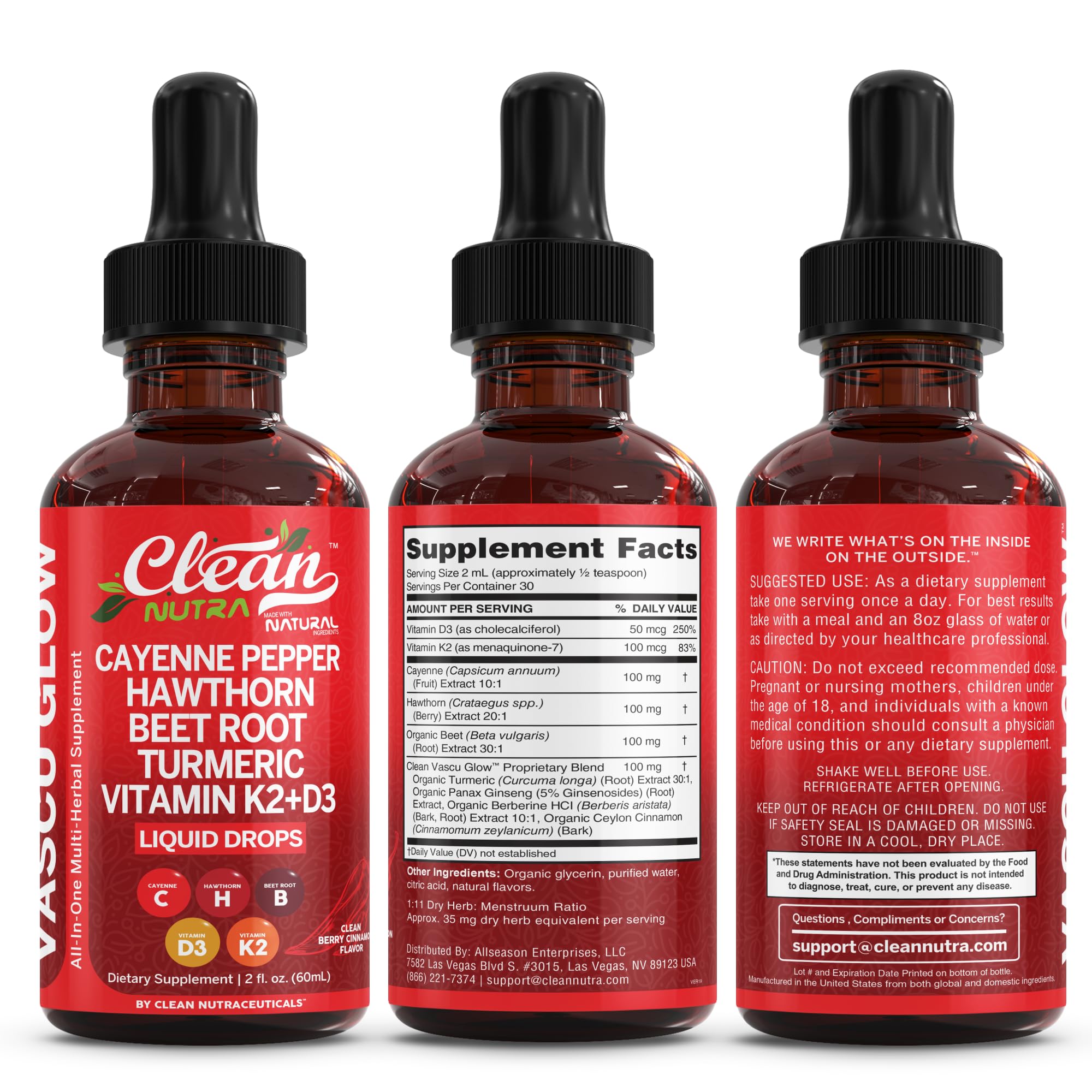 Clean Nutraceuticals botella en mano para comparar tamaño y la comodidad de uso