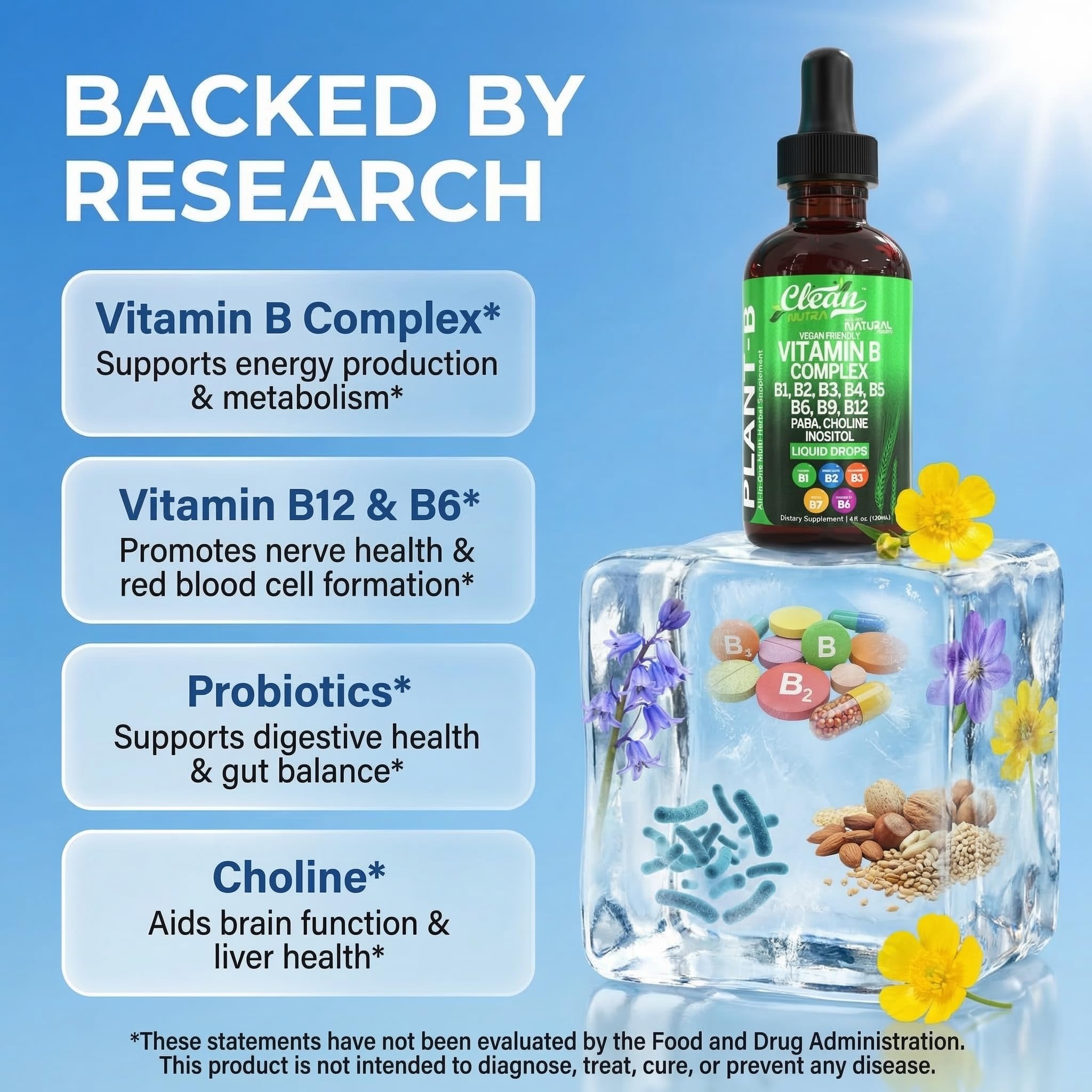 Clean Nutraceuticals gotas en cucharilla mostrando textura y fácil dosificación