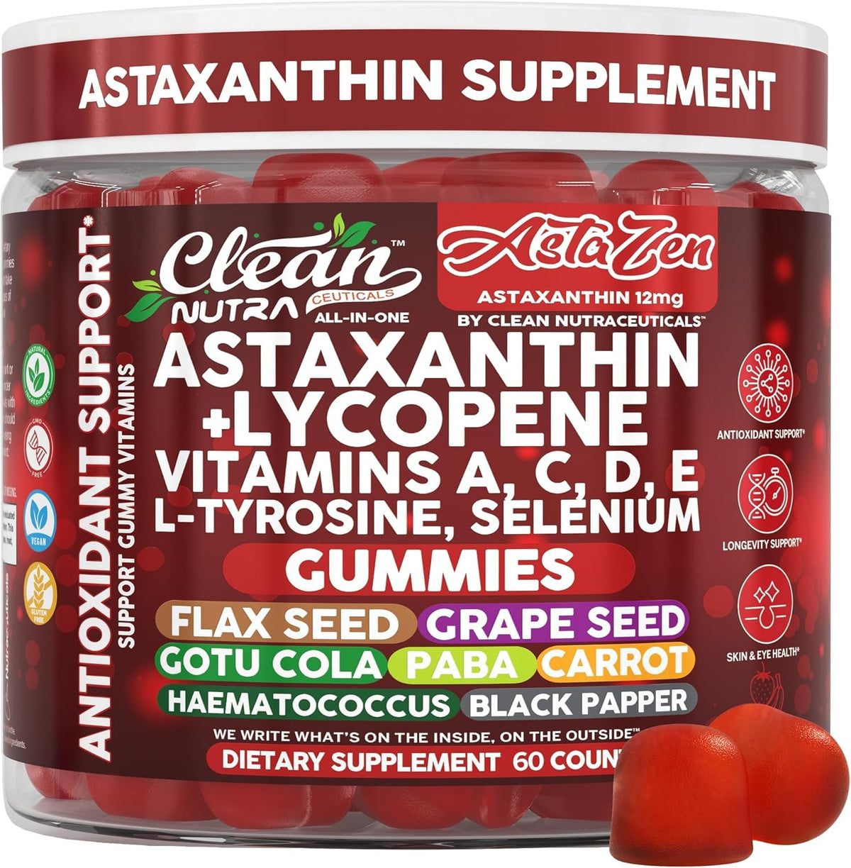 Clean Nutraceuticals gominola frontal mostrando frasco y marca, comodidad diaria