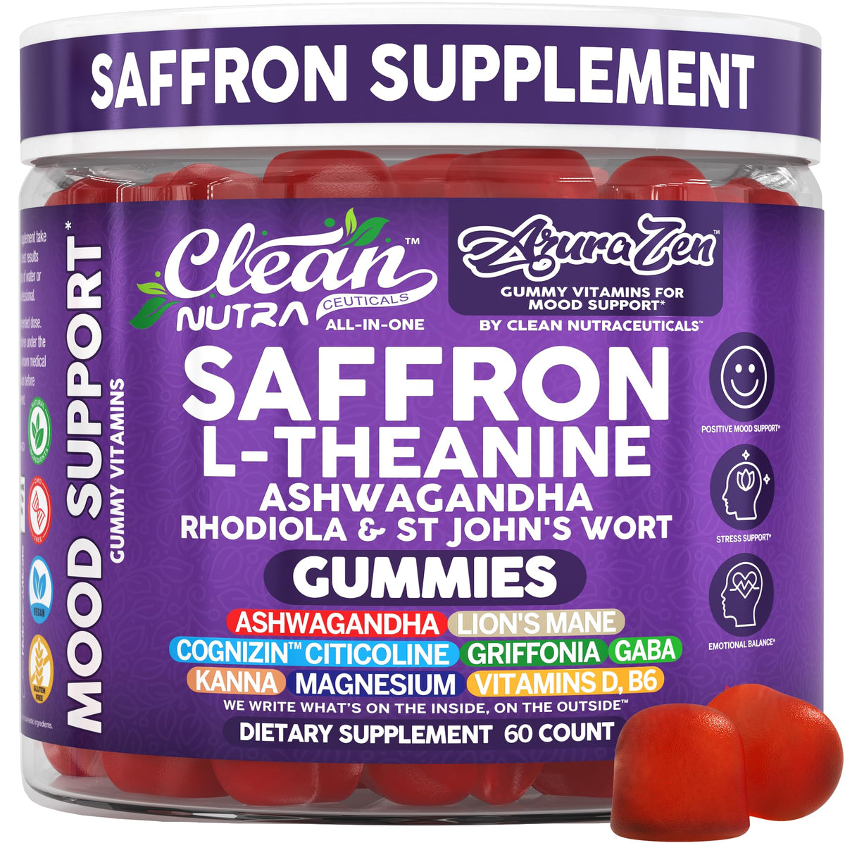 Clean Nutraceuticals empaque frontal AuraZen mostrando diseño claro y beneficios
