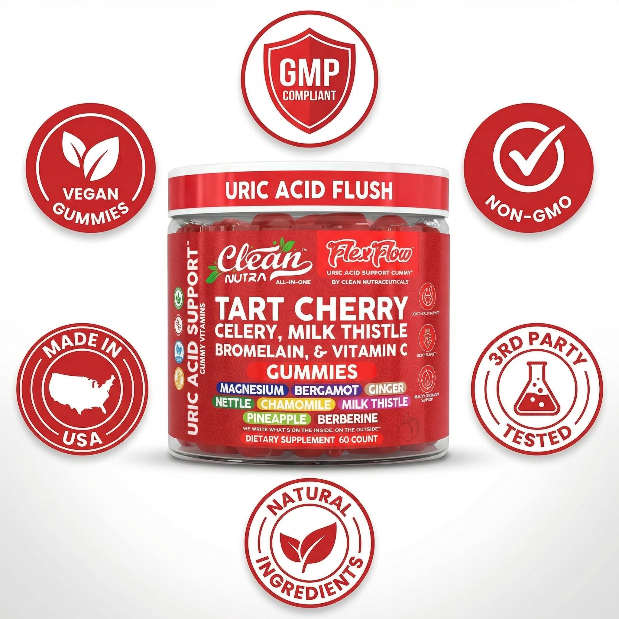 Clean Nutraceuticals botella abierta con gomitas listas para tomar