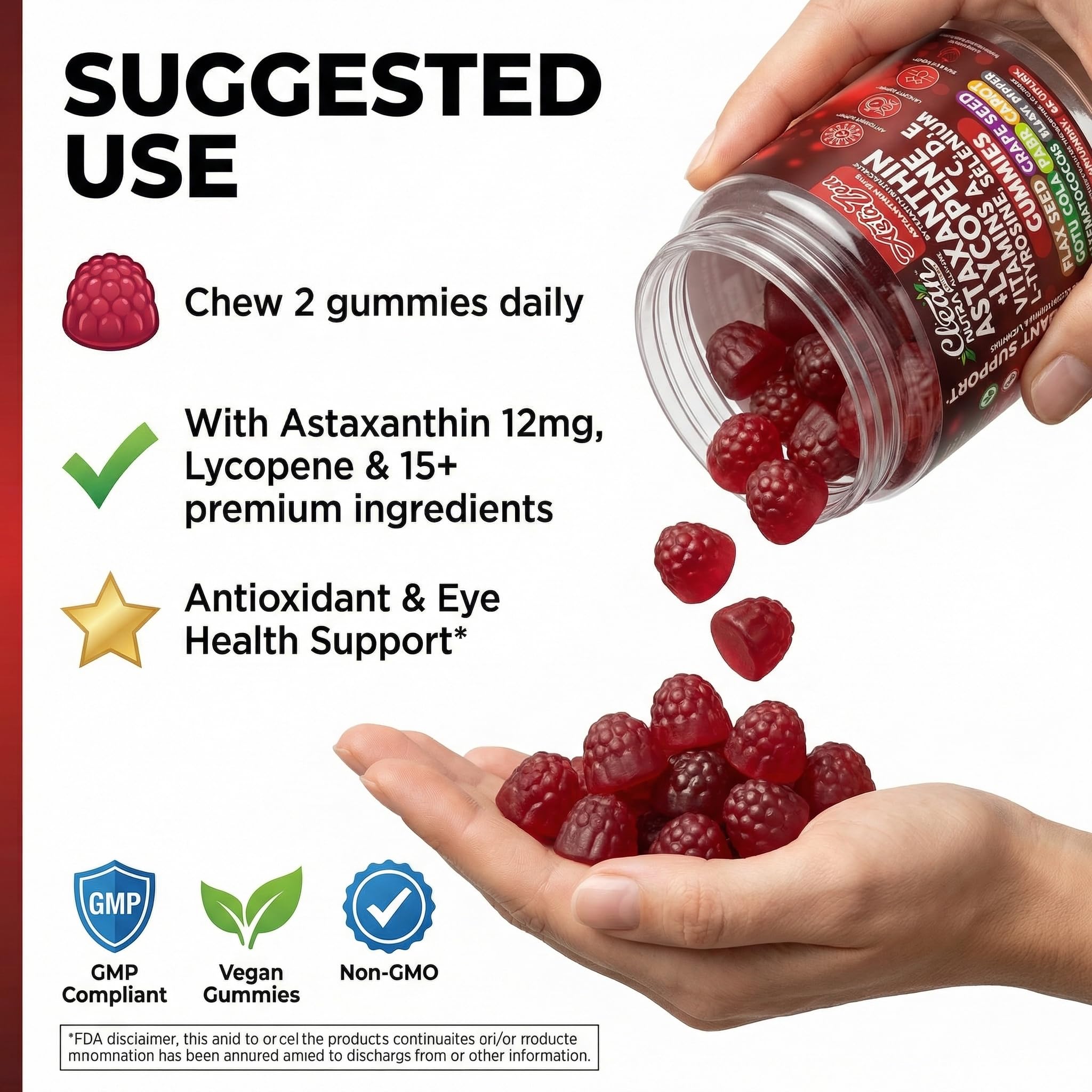 Clean Nutraceuticals frasco abierto con gominolas dentro, acceso inmediato al suplemento