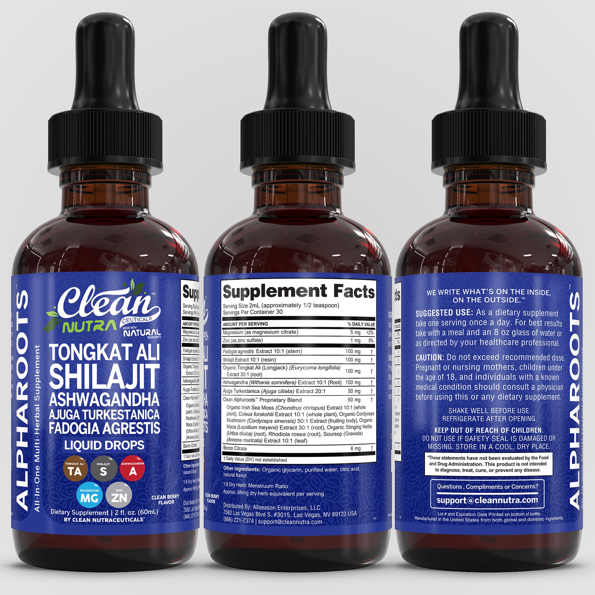 Clean Nutraceuticals embalaje y presentación del producto listo para envío