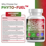 Clean Nutraceuticals cápsulas abiertas con polvo interior para ver mezcla de frutas y verduras