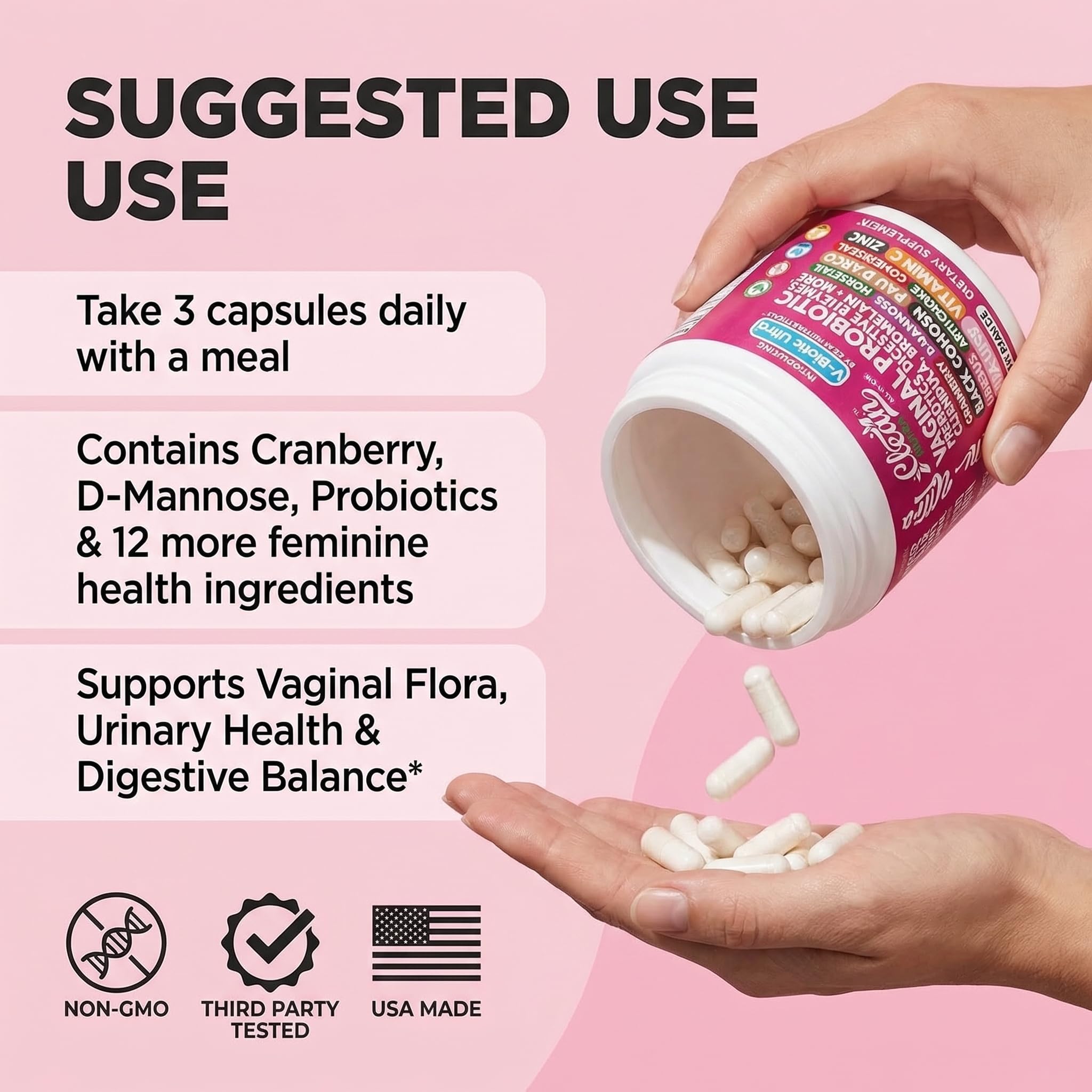Clean Nutraceuticals cápsulas en mano para mostrar tamaño y proporción