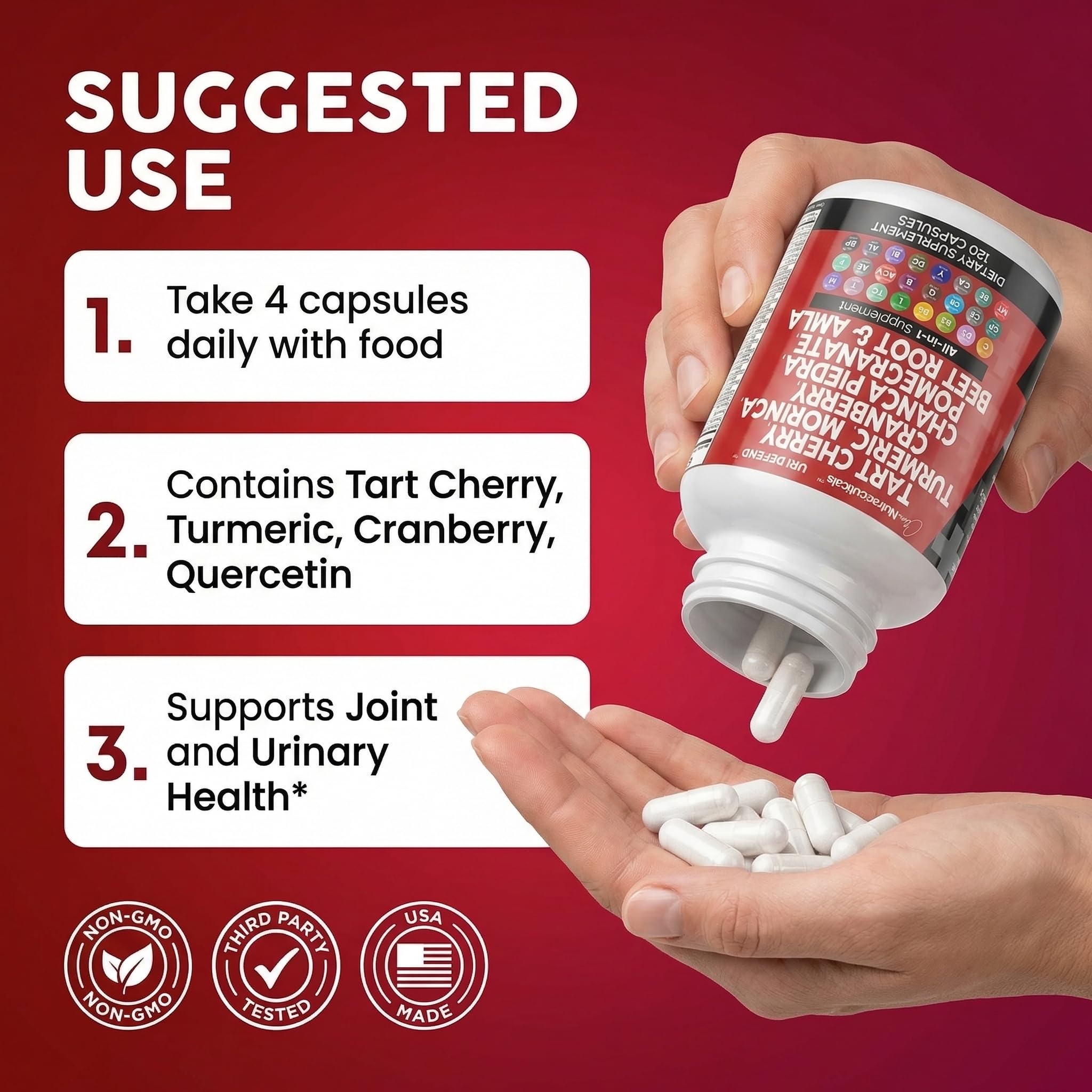 Clean Nutraceuticals varias cápsulas en mano para referencia de dosis
