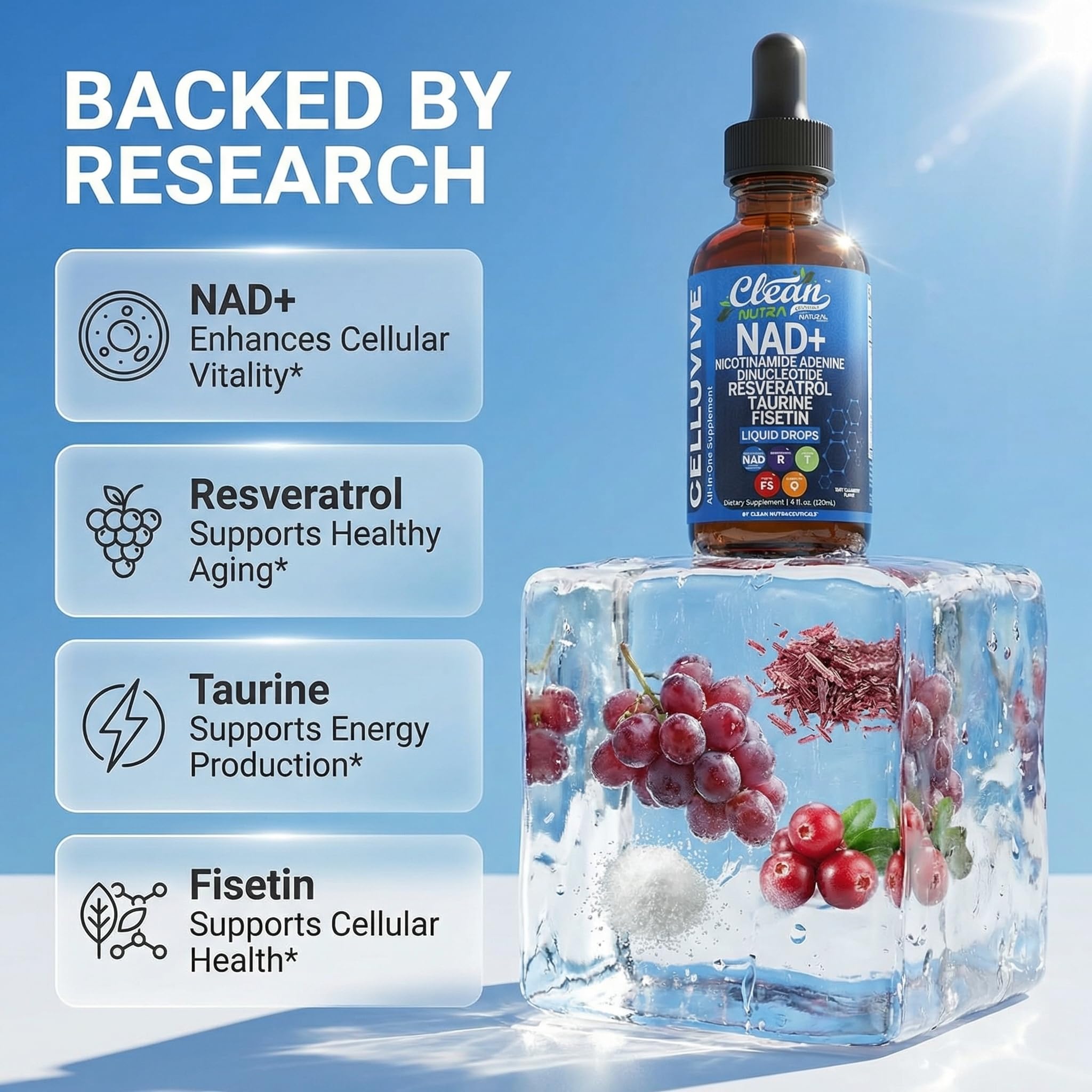 Clean Nutraceuticals CelluVive gota en cuchara para dosificación precisa y cómoda