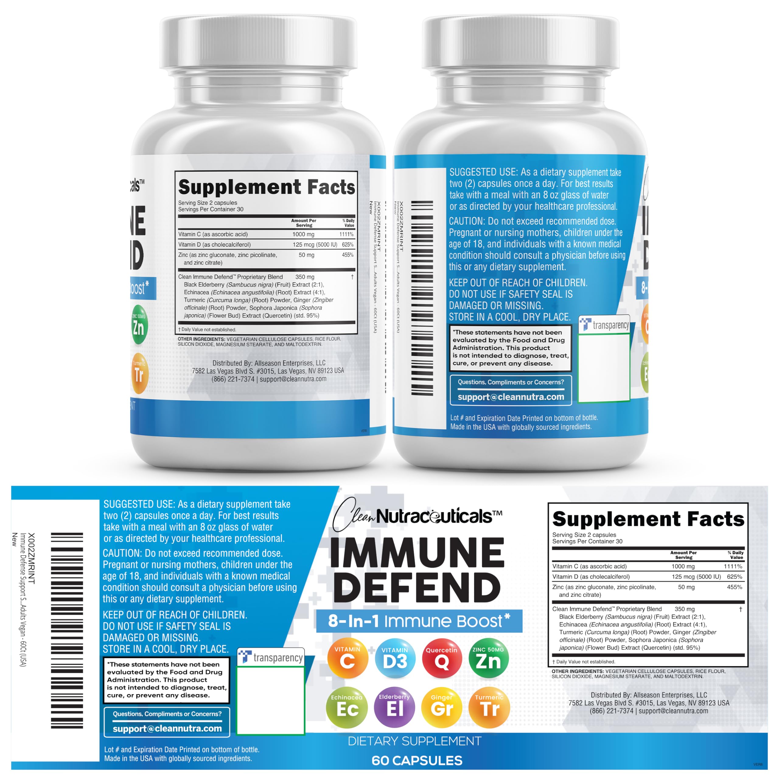 Clean Nutraceuticals sello de fabricación USA y certificaciones visibles