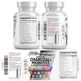 Lateral del embalaje CharcoBiotic con información nutricional clara de Clean Nutraceuticals