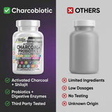 CharcoBiotic junto a vaso de agua representando toma diaria y comodidad digestiva