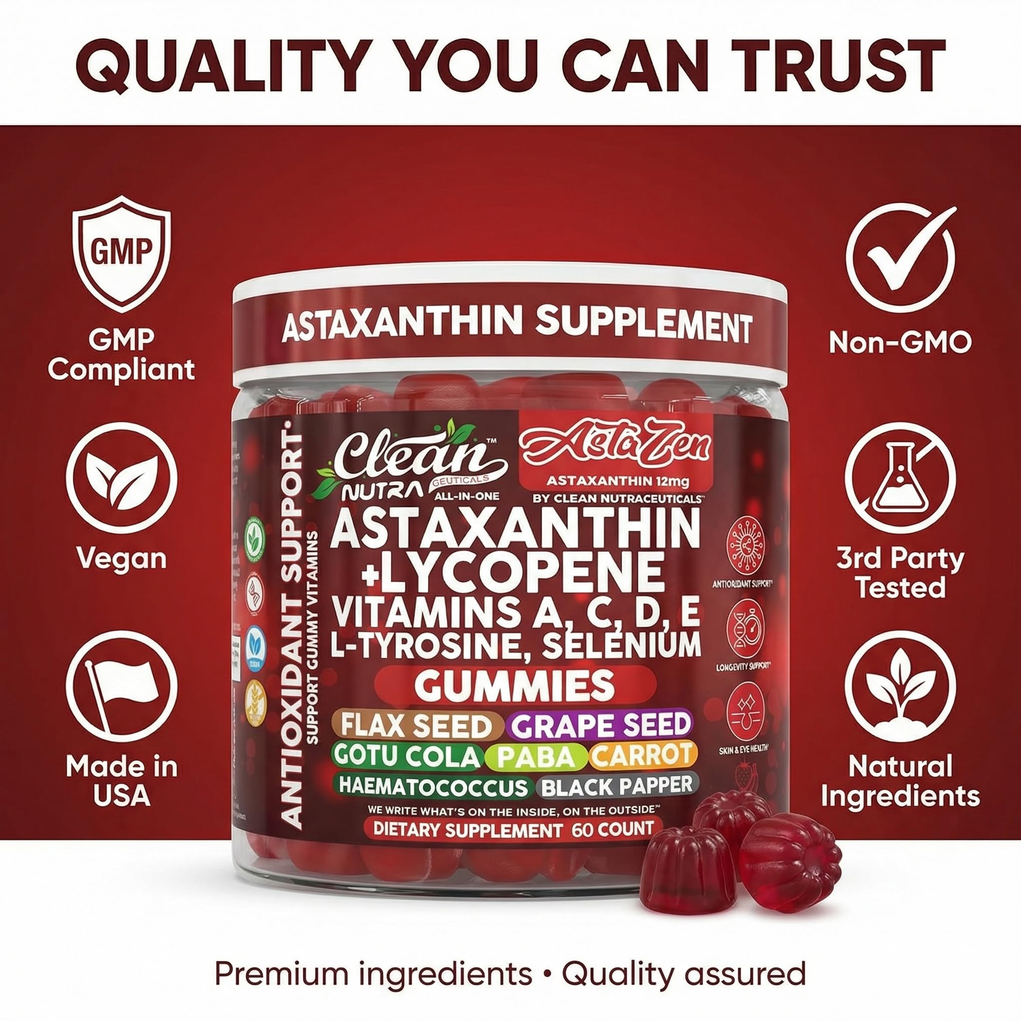 Clean Nutraceuticals primer plano de astaxantina en polvo microalgal, origen natural