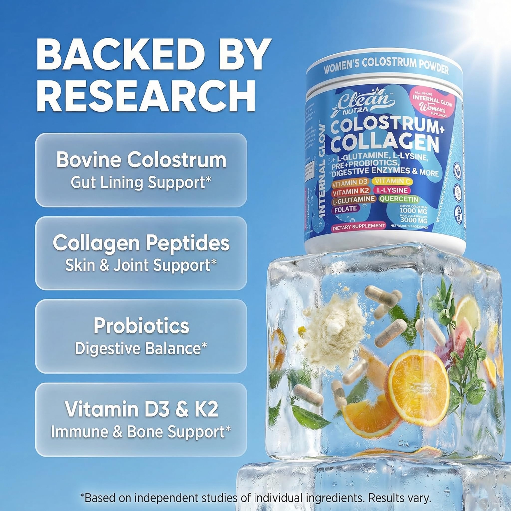 Clean Nutraceuticals polvo mezclado en batido nutritivo listo para consumir