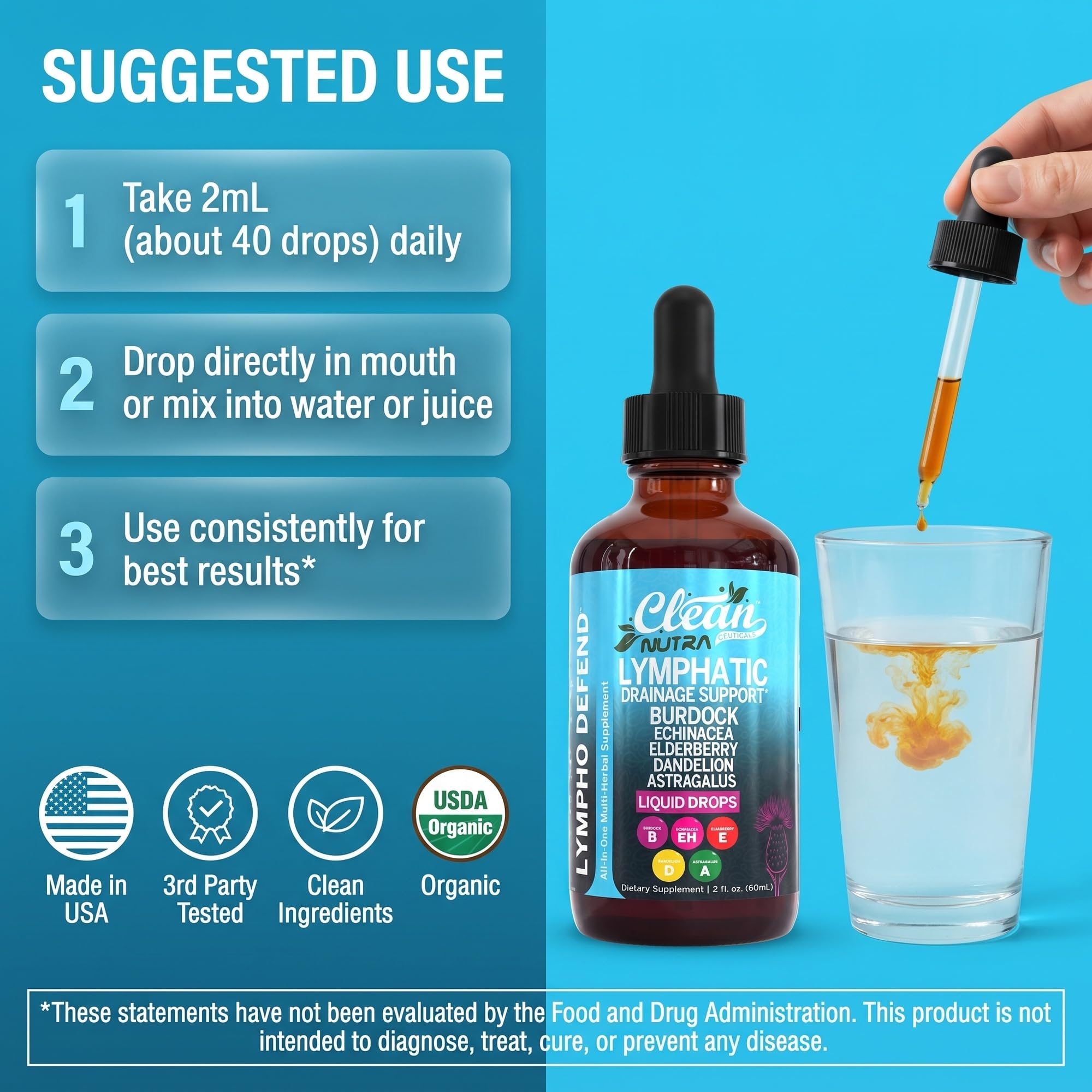 Clean Nutraceuticals botella junto a moneda para comparación de tamaño