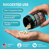 Clean Nutraceuticals comparación de tamaño con mano para referencia de dosis
