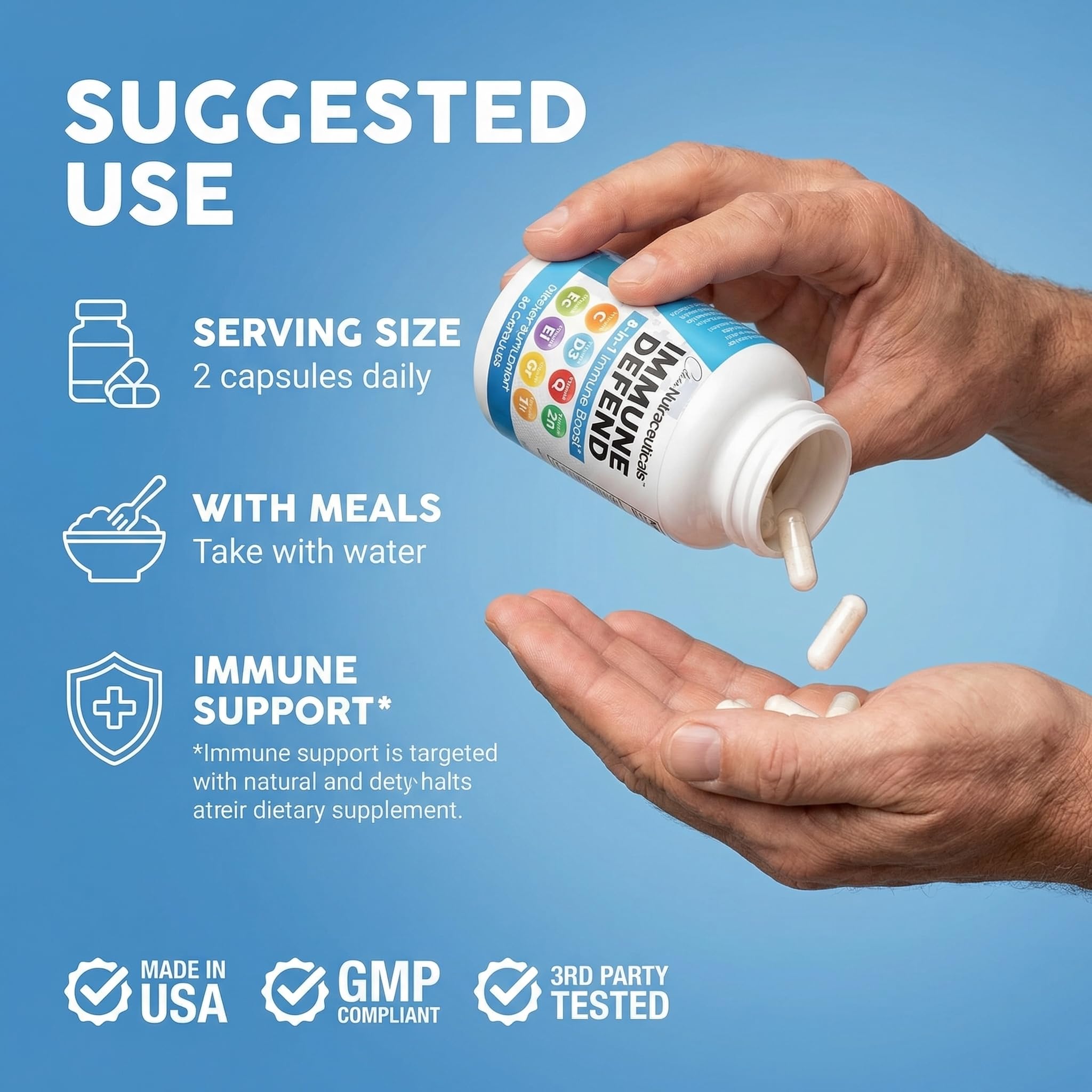 Clean Nutraceuticals cápsula en mano para comparar tamaño real y dosificación