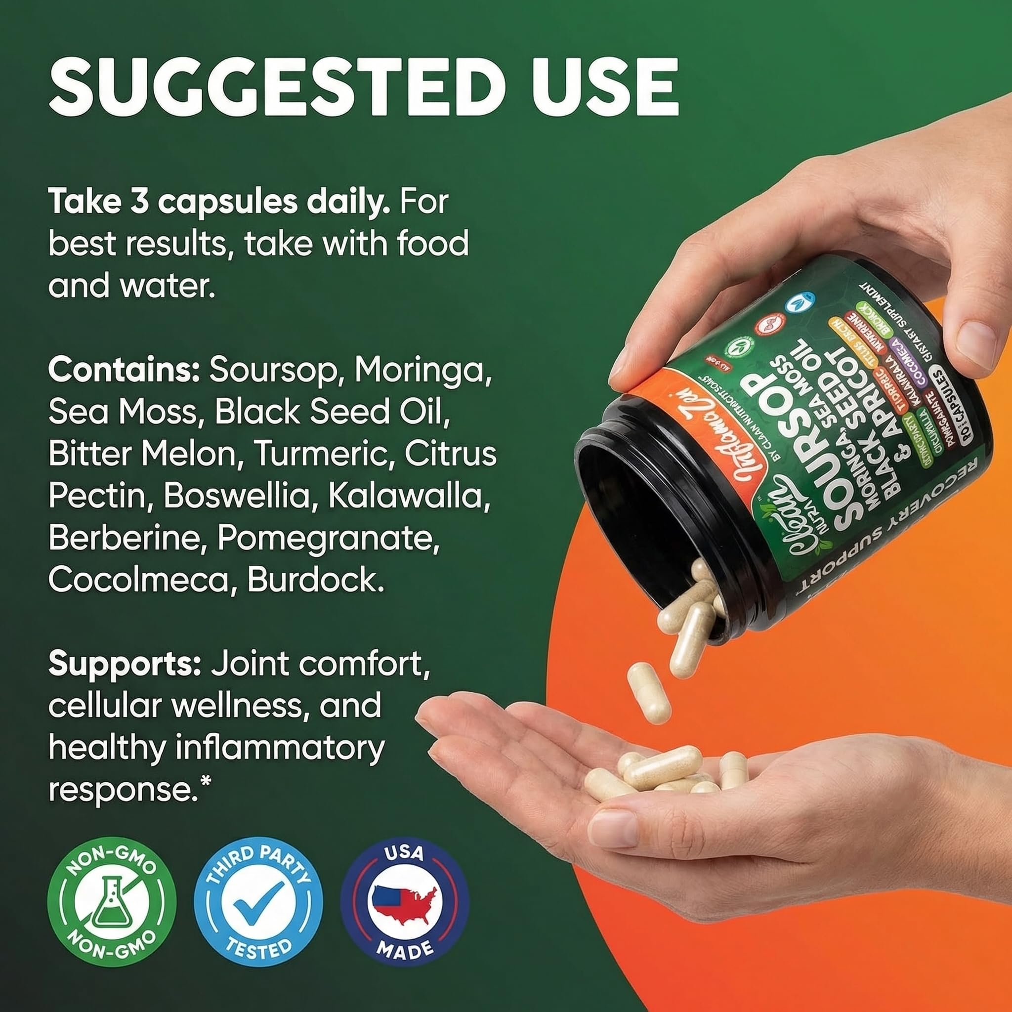 Clean Nutraceuticals cápsula junto a moneda para comparación de tamaño