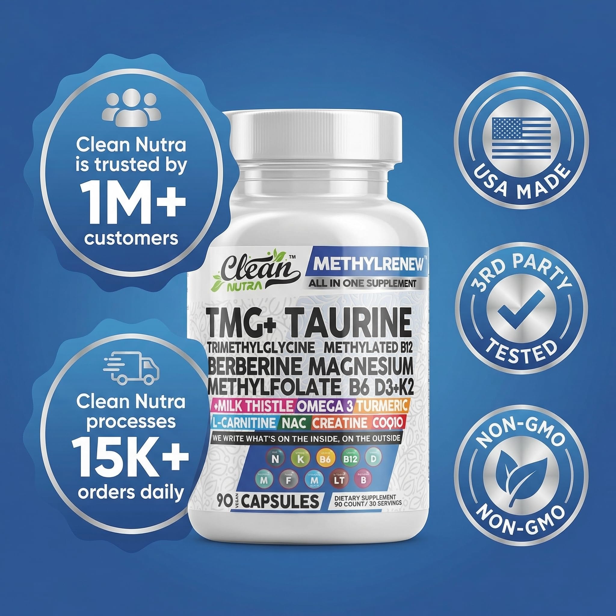Clean Nutraceuticals comparación de tamaño para referencia y viaje