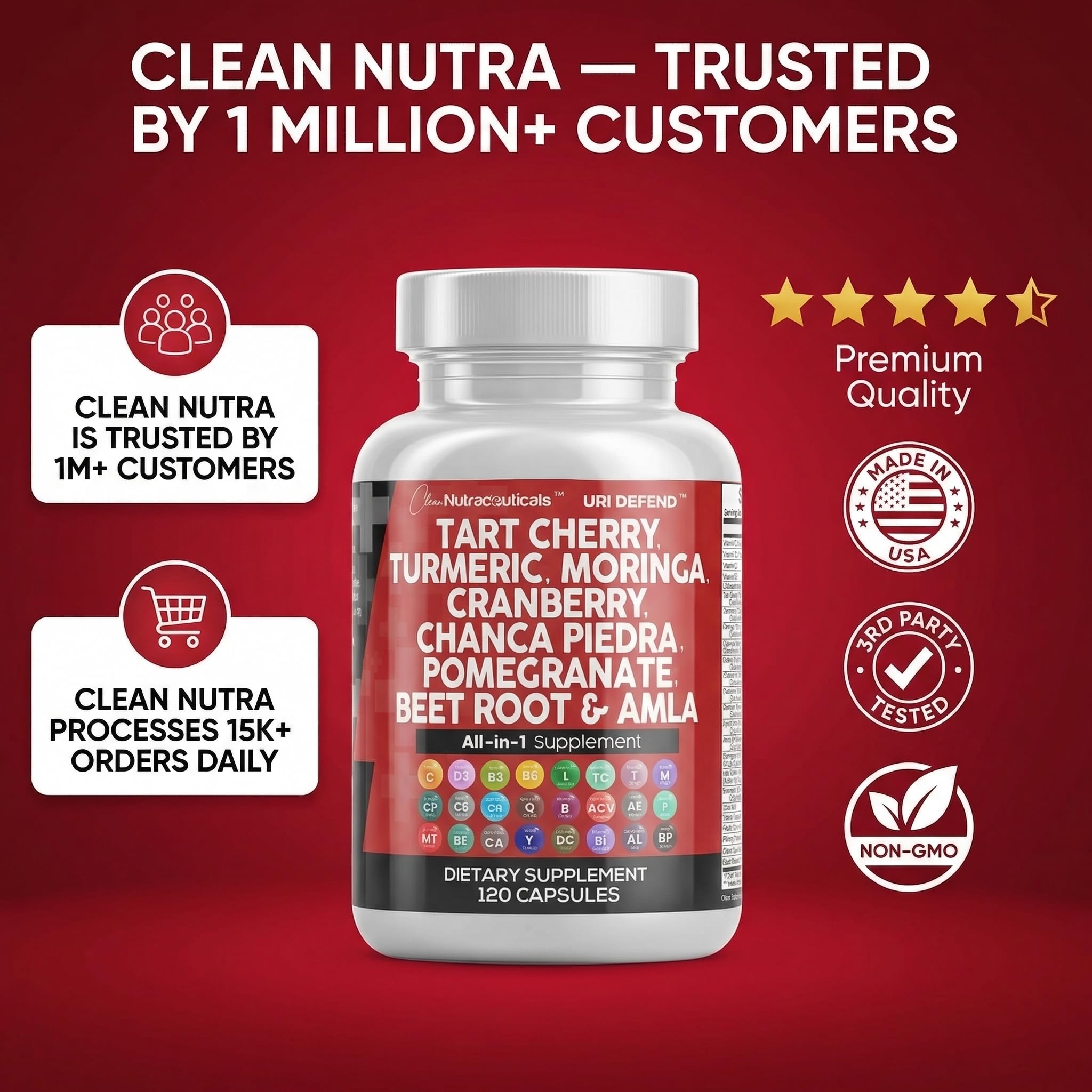 Clean Nutraceuticals comparación de tamaño con moneda para escala real