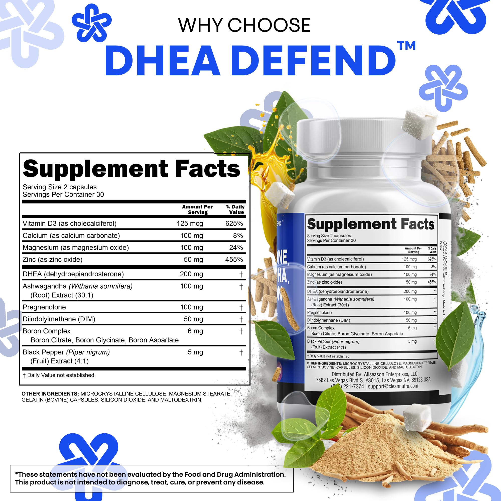 Clean Nutraceuticals ingredientes clave dispuestos para ilustrar la fórmula sinérgica