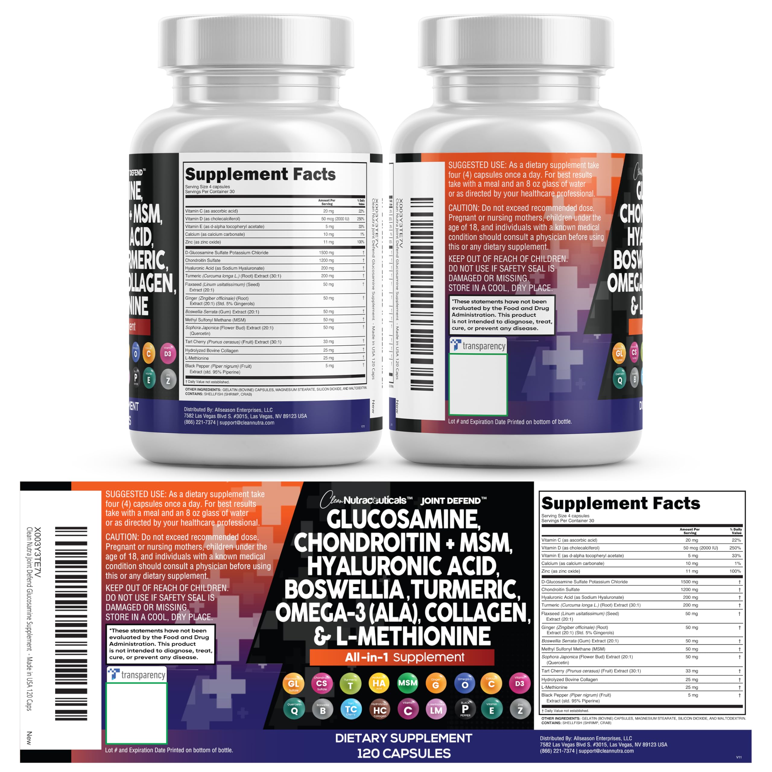 Ilustración de composición con omega‑3 y vitaminas Clean Nutraceuticals, apoyo integral diario