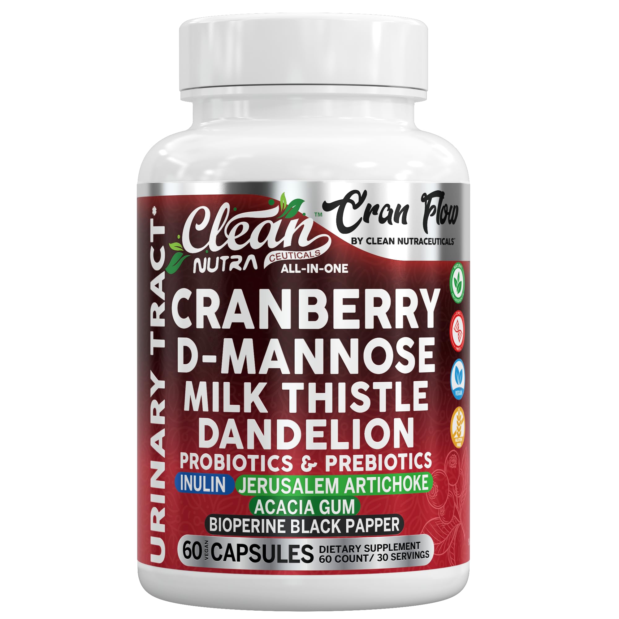 Clean Nutraceuticals envase frontal mostrando nombre y beneficios clave