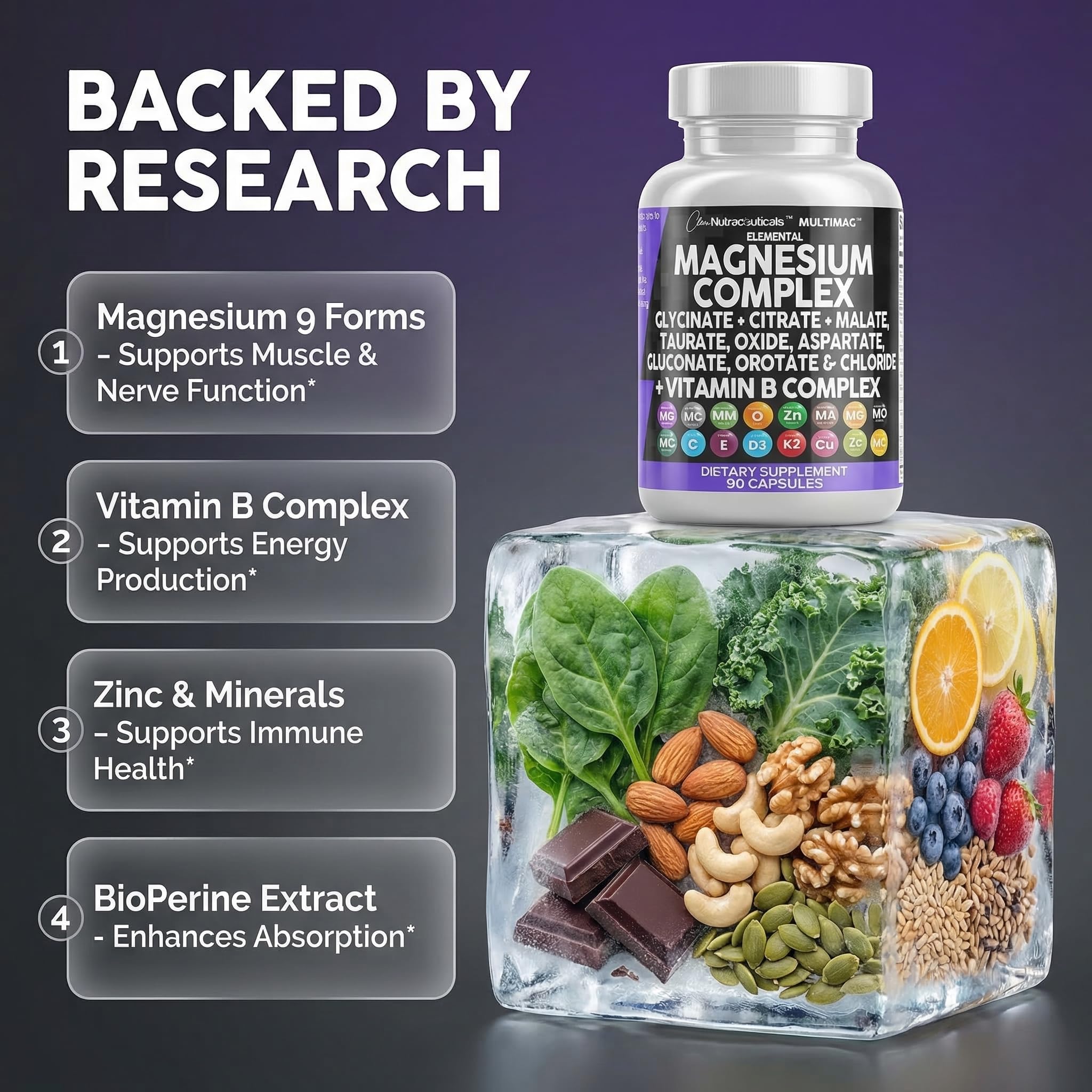 Clean Nutraceuticals detalle de etiqueta con ingredientes y dosis legible