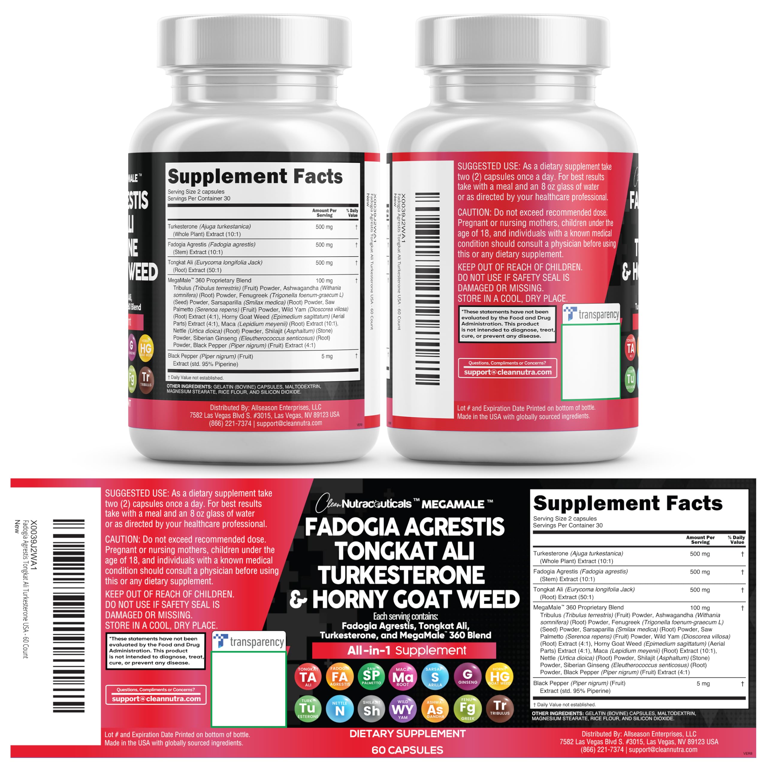 Clean Nutraceuticals frasco abierto con cápsulas mostrando contenido interior