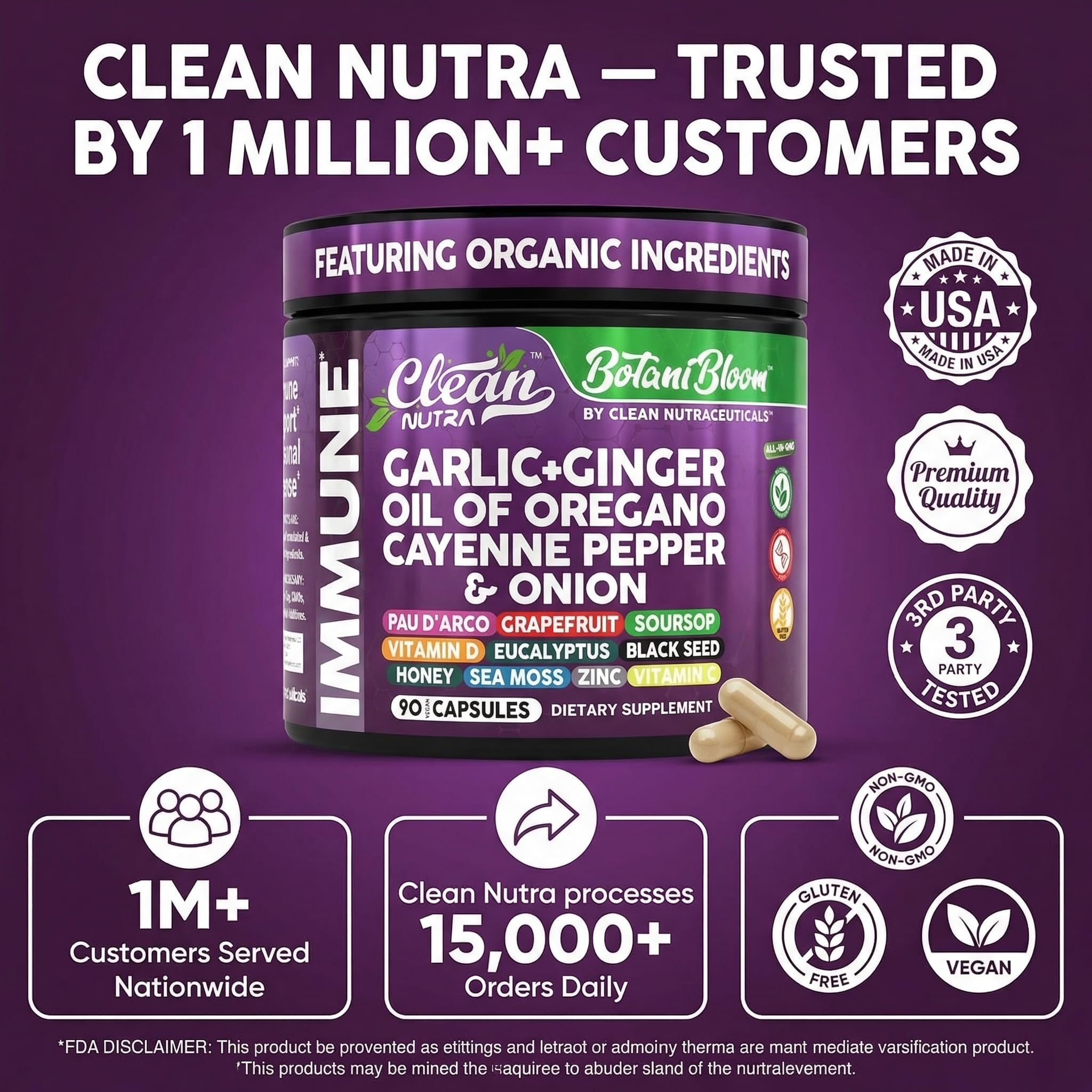 Frasco Clean Nutraceuticals en mesa de desayuno con frutas, estilo de vida sano