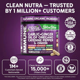 Frasco Clean Nutraceuticals en mesa de desayuno con frutas, estilo de vida sano