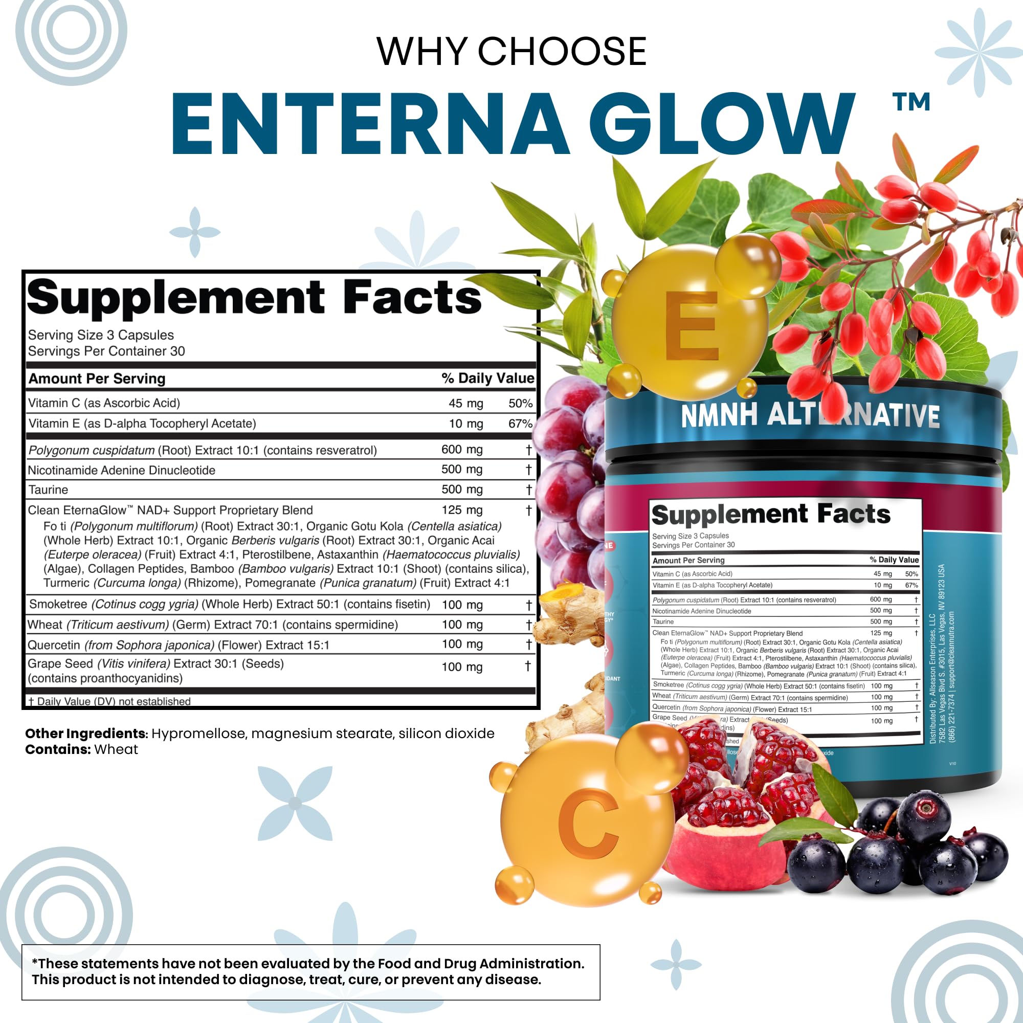Clean Nutraceuticals EternaGlow persona tomando cápsulas con comida diaria
