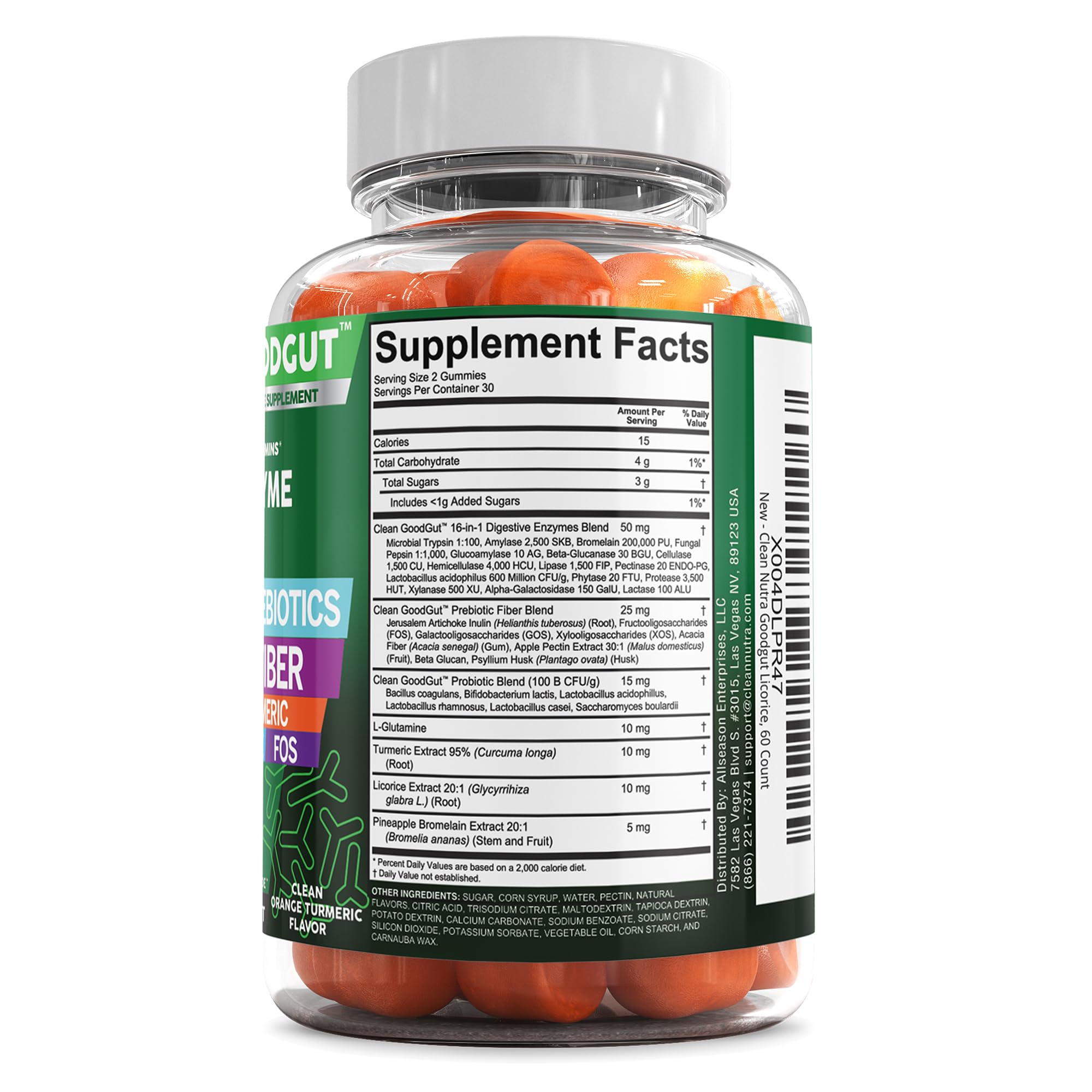 Clean Nutraceuticals etiqueta con lista de ingredientes para transparencia y confianza