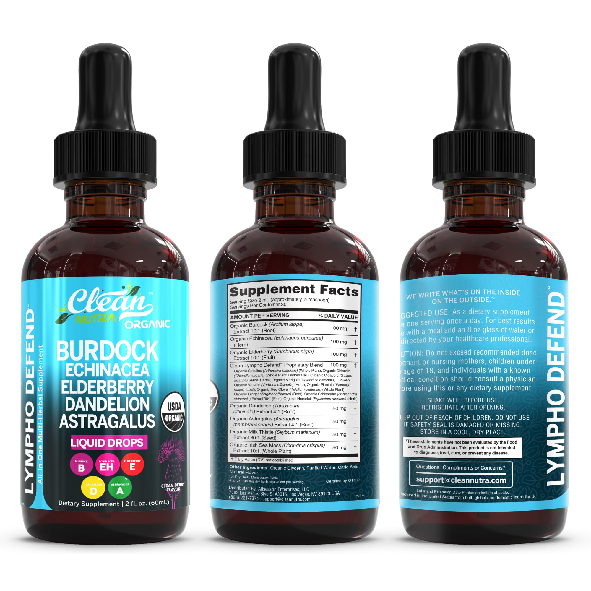 Clean Nutraceuticals etiqueta con lista de ingredientes clara y legible