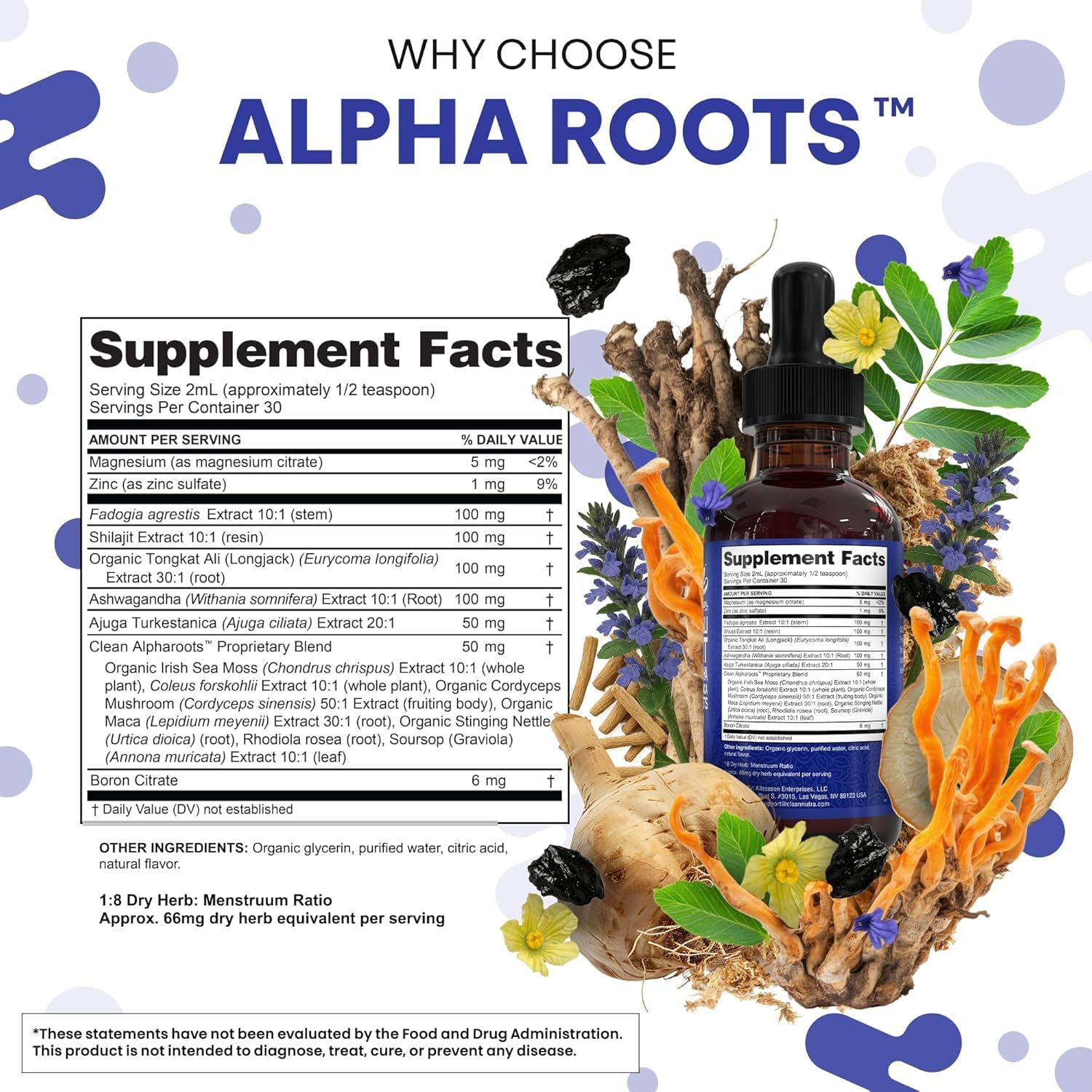 Clean Nutraceuticals etiqueta con lista de ingredientes detallada