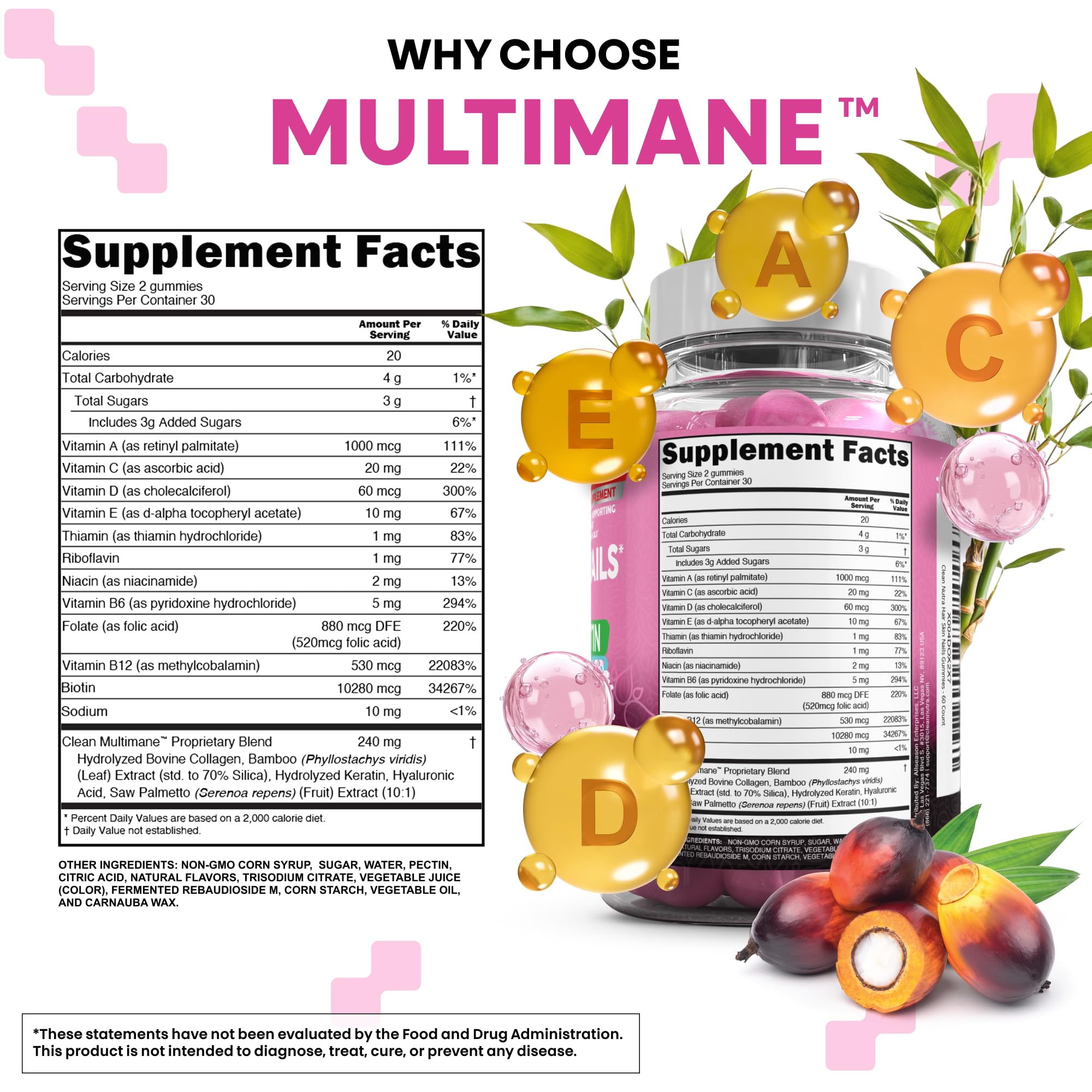 Clean Nutraceuticals etiqueta con lista de ingredientes y dosificación clara