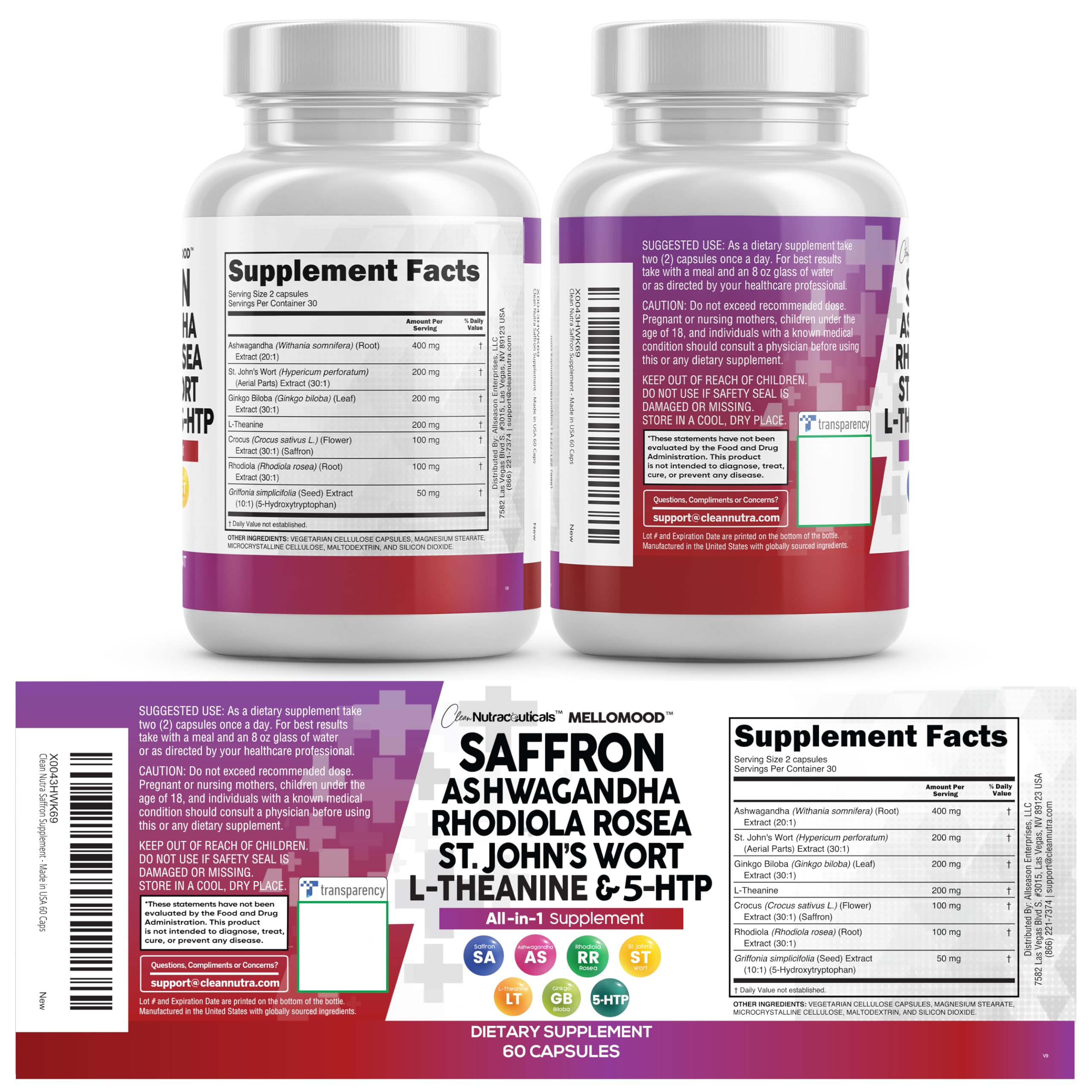 Clean Nutraceuticals etiqueta nutricional con ingredientes y dosis claras