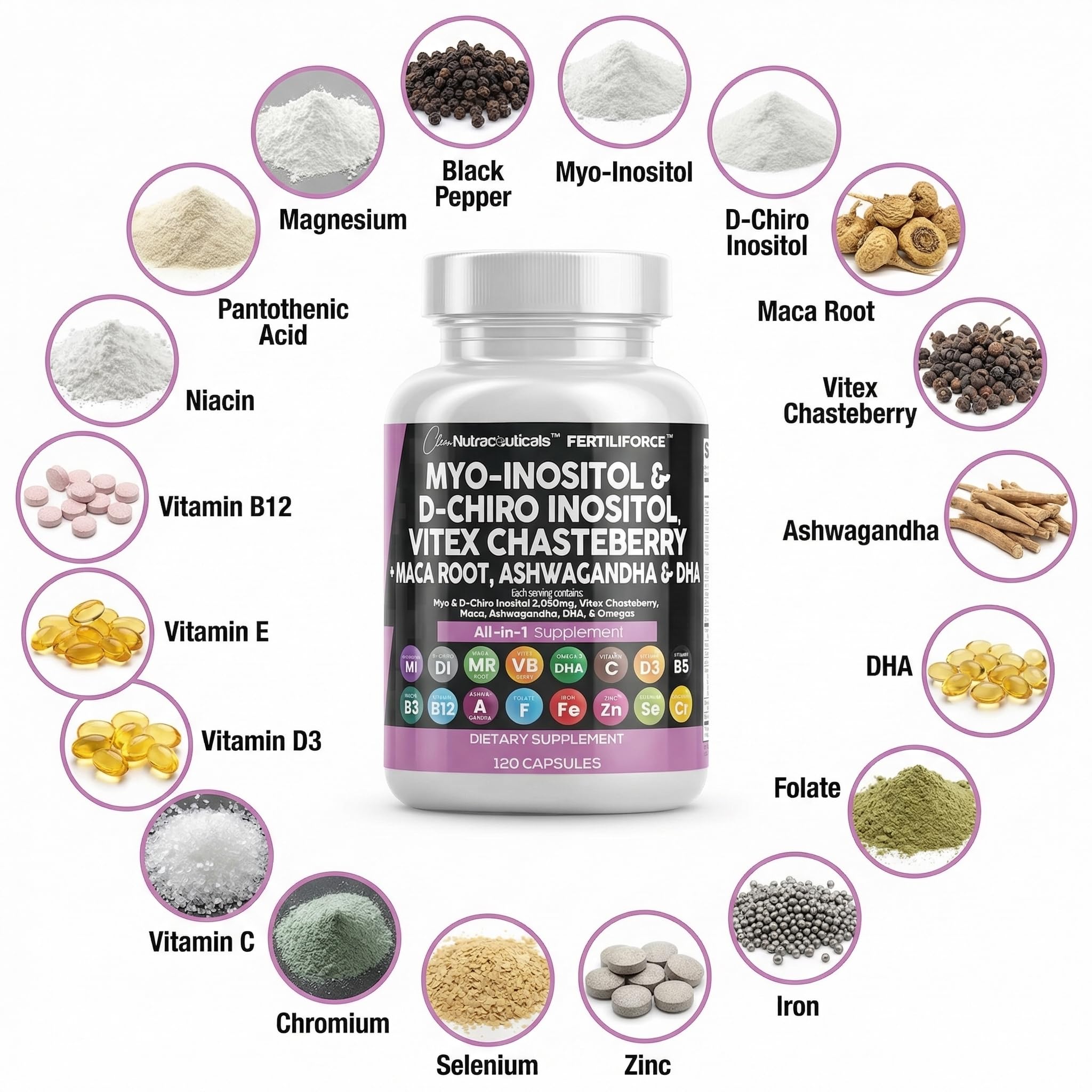 Clean Nutraceuticals etiqueta nutricional legible con lista completa de nutrientes