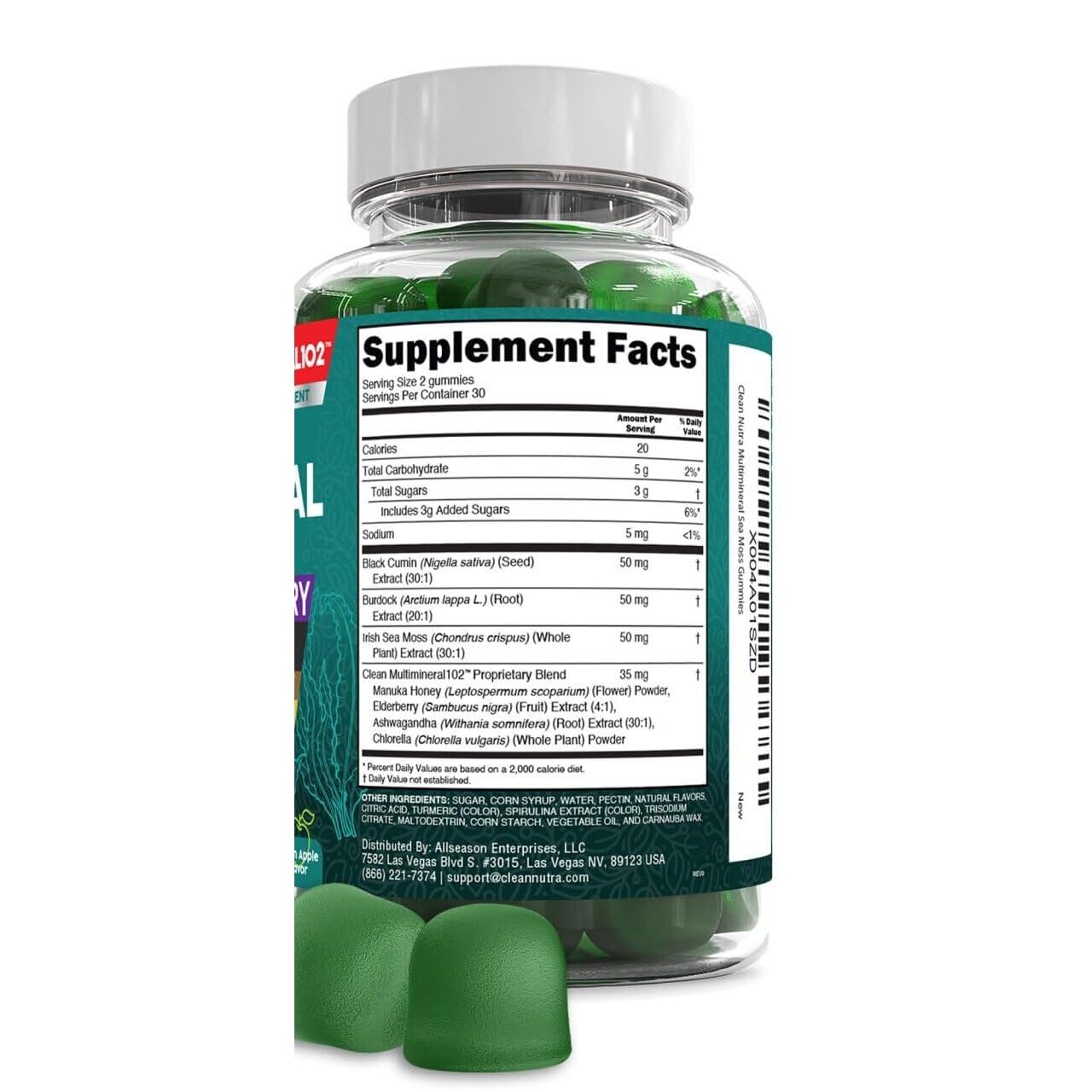 Etiqueta de Clean Nutraceuticals mostrando lista de nutrientes y certificaciones legibles