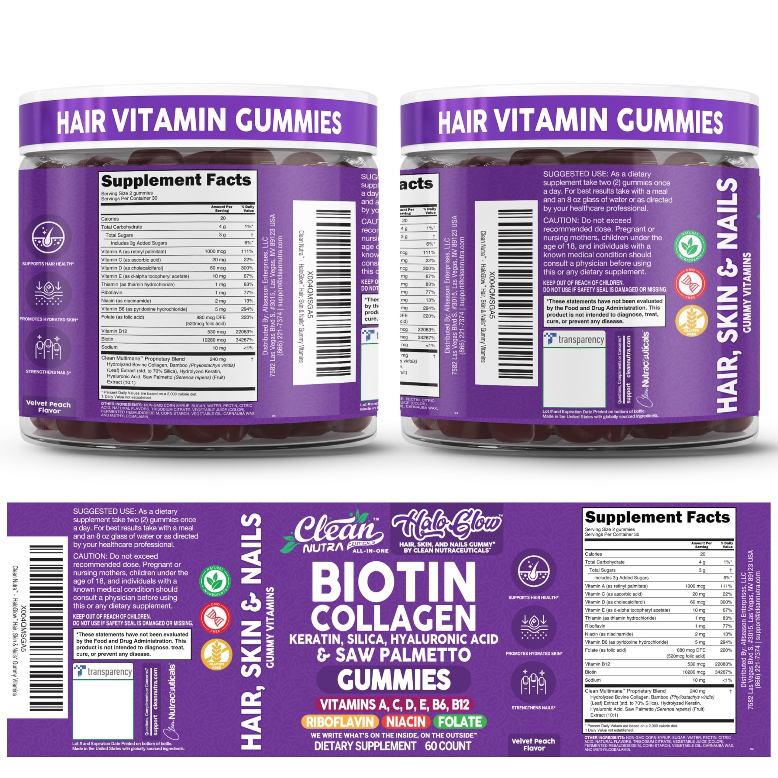 Clean Nutraceuticals frasco abierto con gominolas visible para uso diario conveniente
