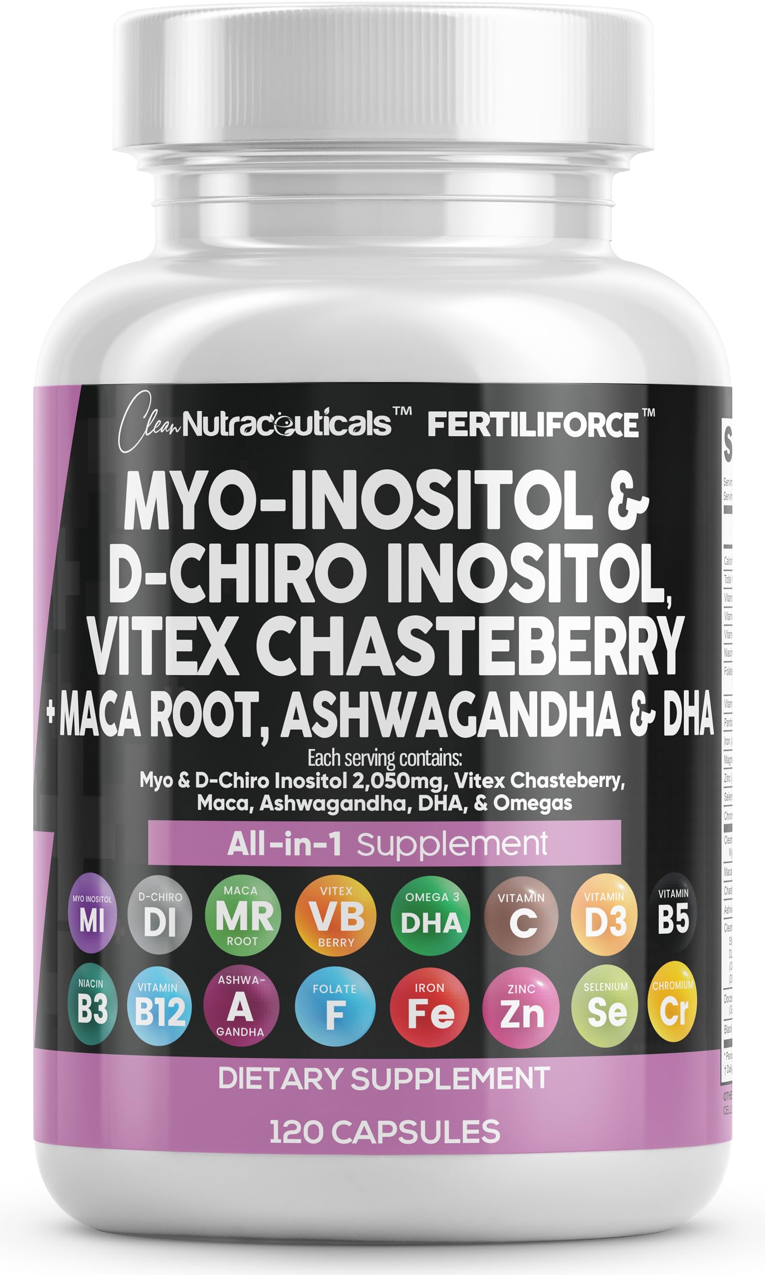 Clean Nutraceuticals frasco frontal mostrando etiqueta clara y beneficios