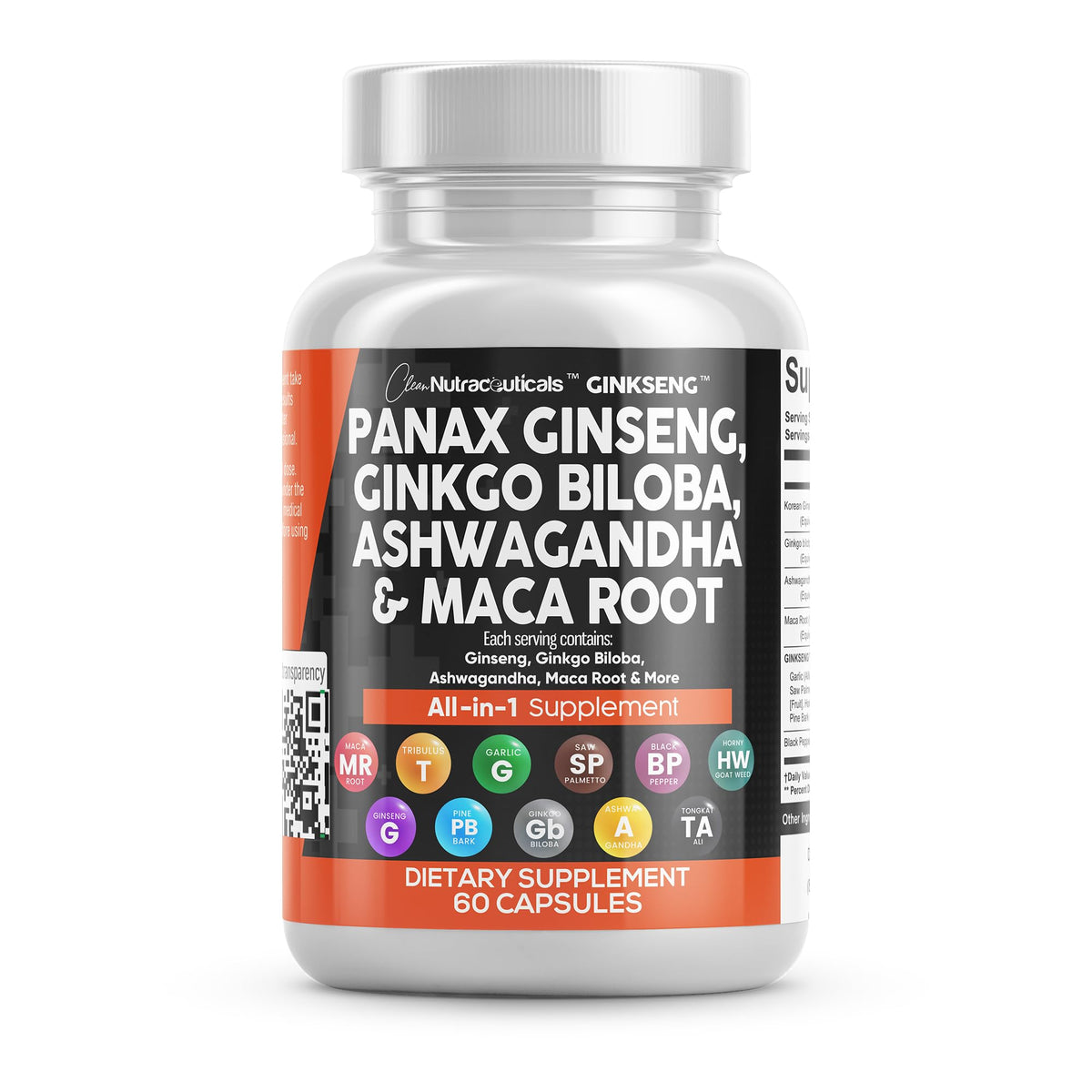 Clean Nutraceuticals frasco delantero mostrando etiqueta y beneficios