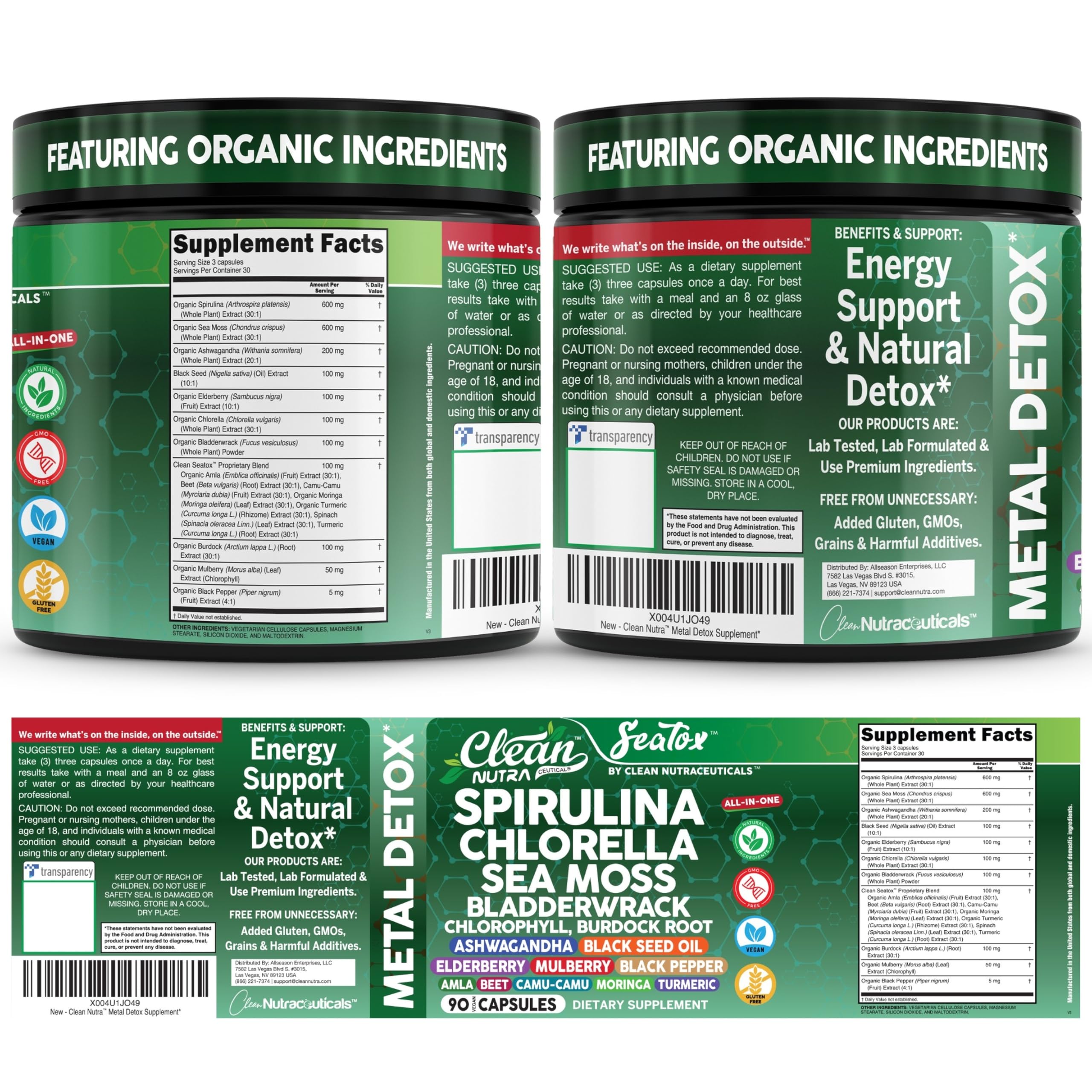 Clean Nutraceuticals frasco sobre fondo marino evocando origen natural