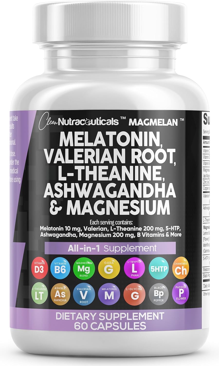 Clean Nutraceuticals frasco frontal mostrando la etiqueta clara y beneficios