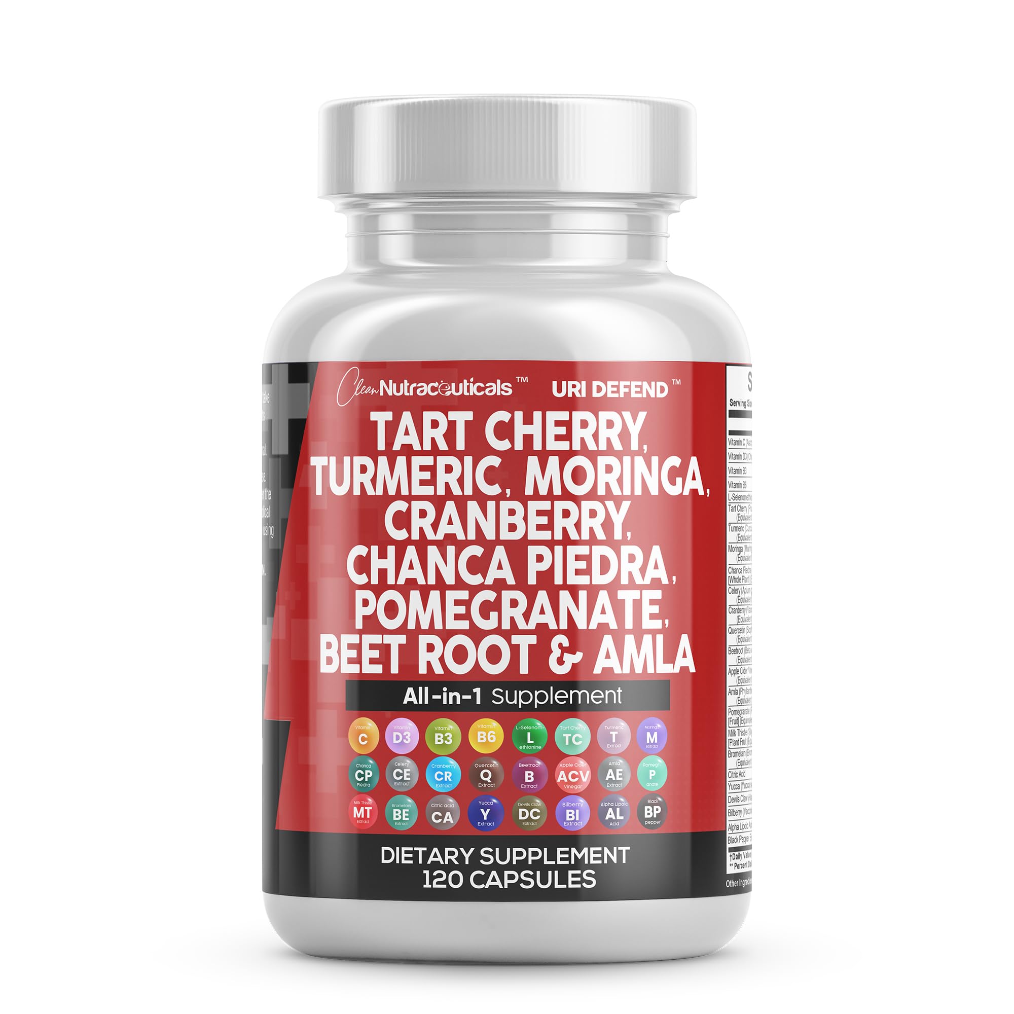 Clean Nutraceuticals frasco frontal mostrando 120 cápsulas y conveniencia