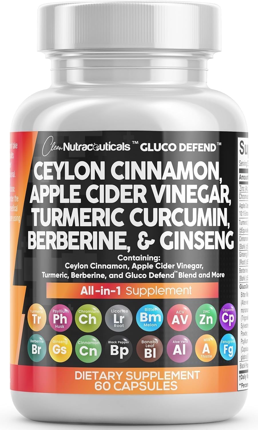 Clean Nutraceuticals frasco frontal mostrando la marca y composición clara
