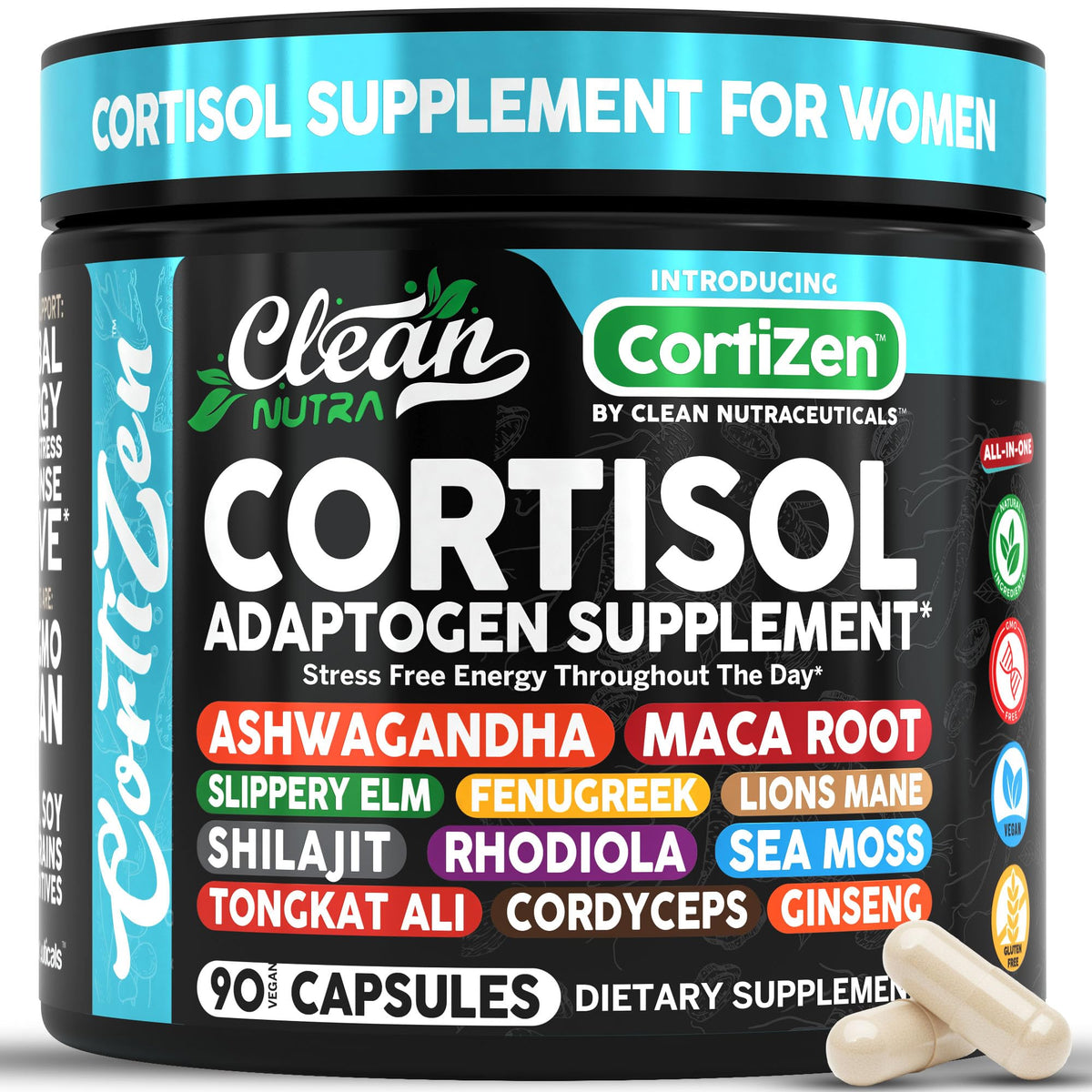 Clean Nutraceuticals frente del envase muestra fórmula y beneficios visibles